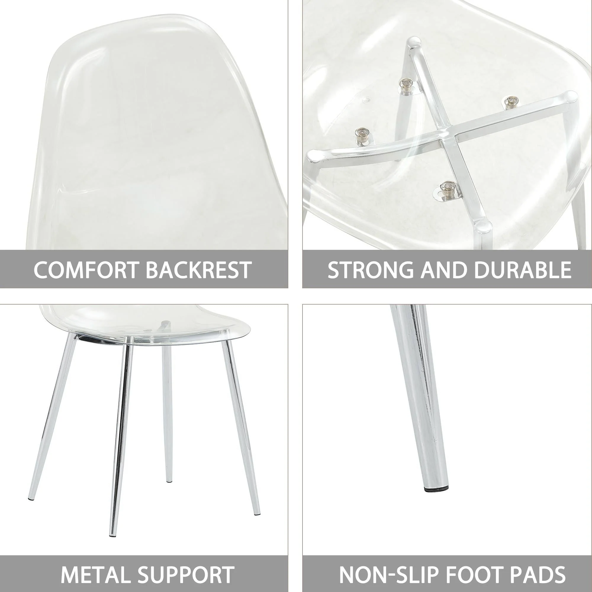 Modern Minimalist Transparent Dining Chair - 6-Piece Set - Image 18