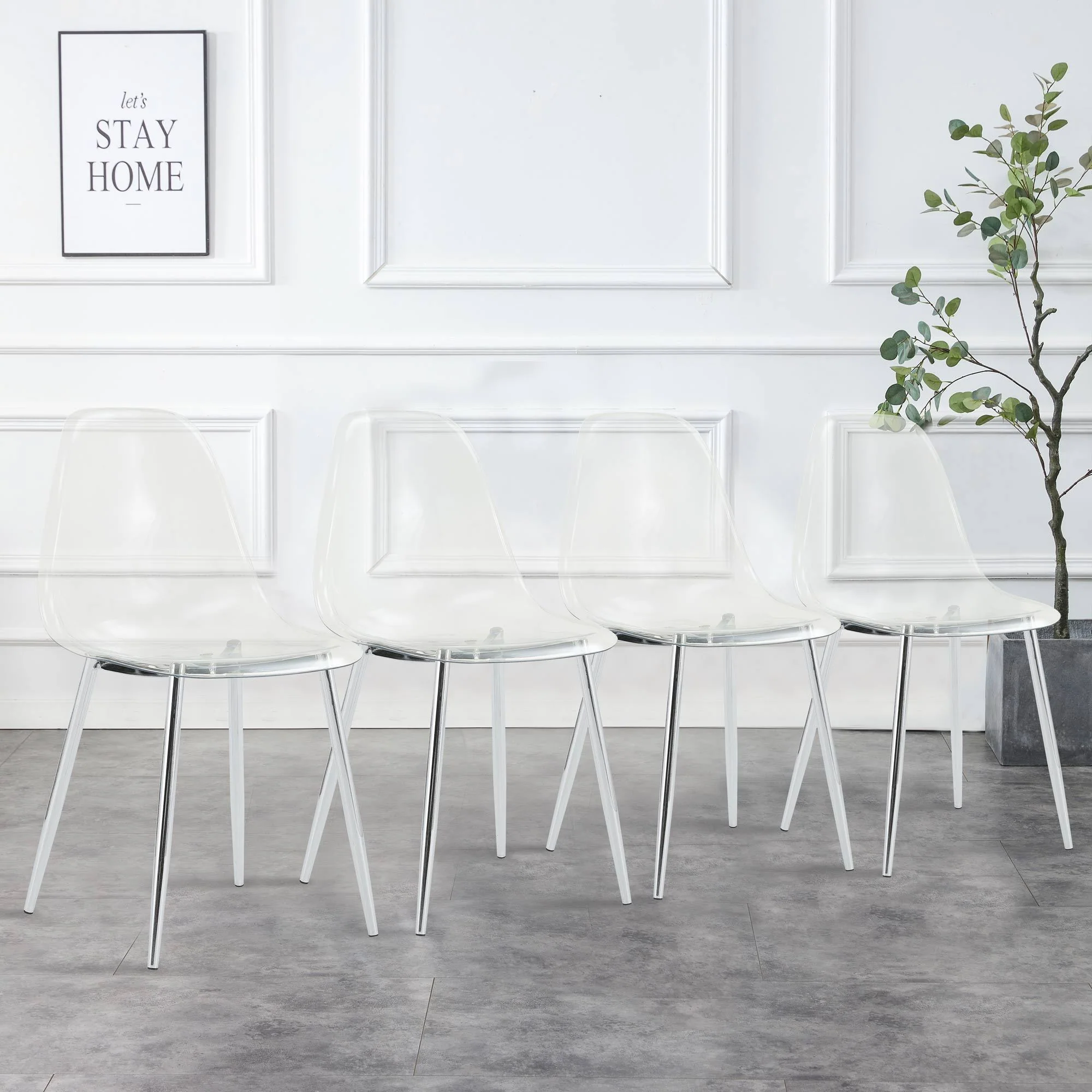 Modern Minimalist Transparent Dining Chair - 6-Piece Set - Image 3