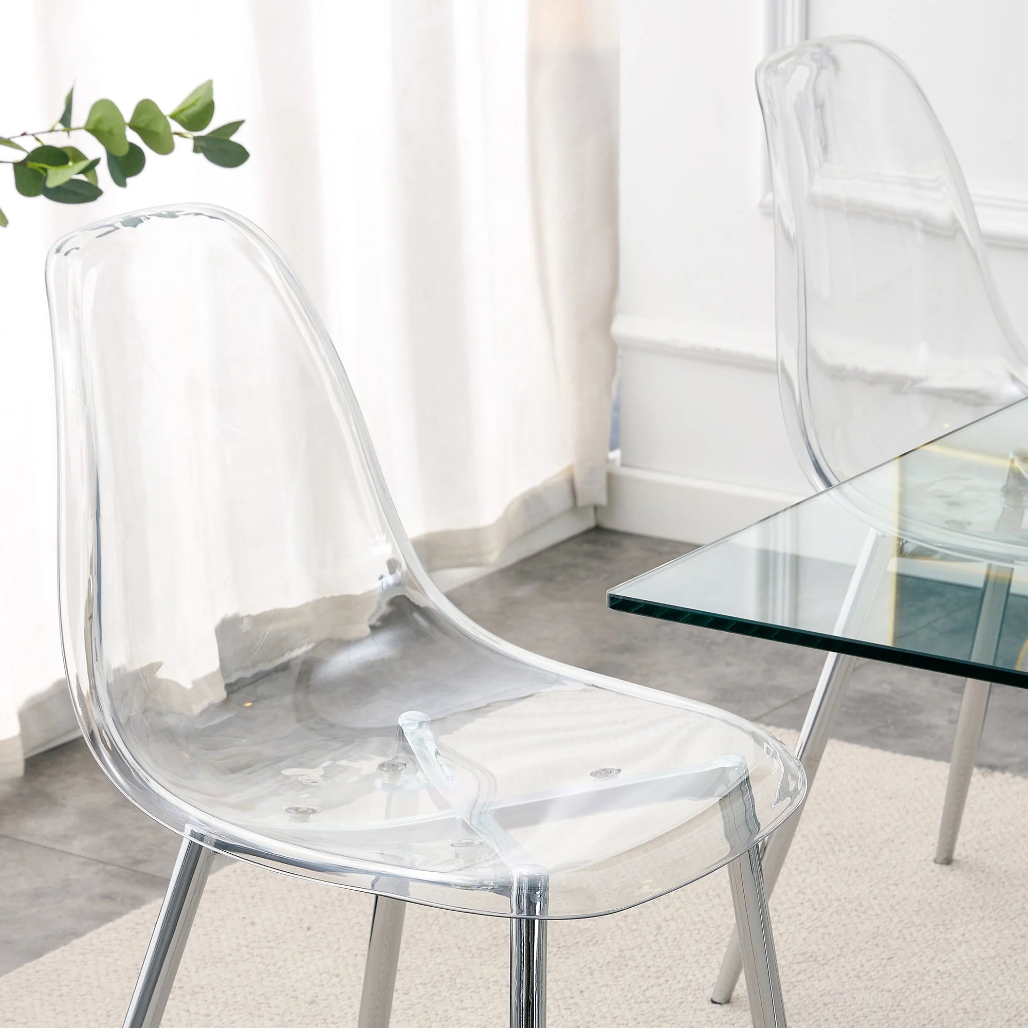 Modern Minimalist Transparent Dining Chair - 6-Piece Set - Image 5