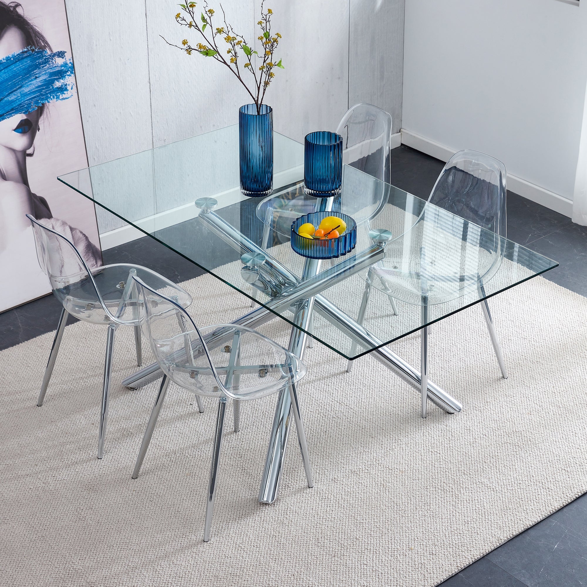 Modern Minimalist Transparent Dining Chair - 6-Piece Set - Image 7