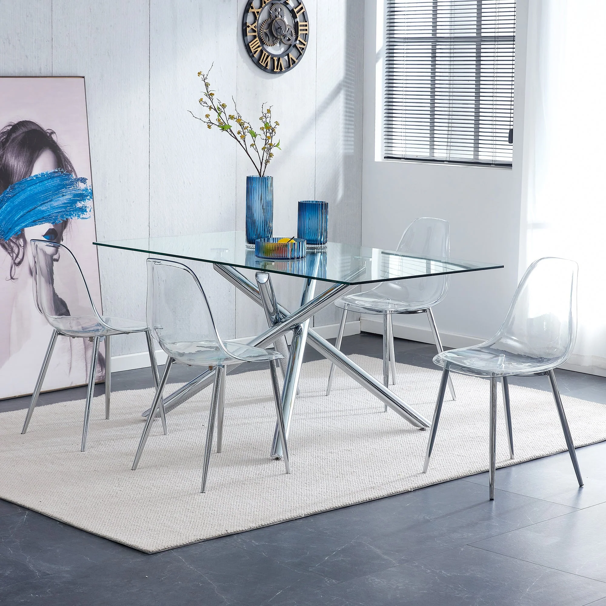 Modern Minimalist Transparent Dining Chair - 6-Piece Set - Image 8