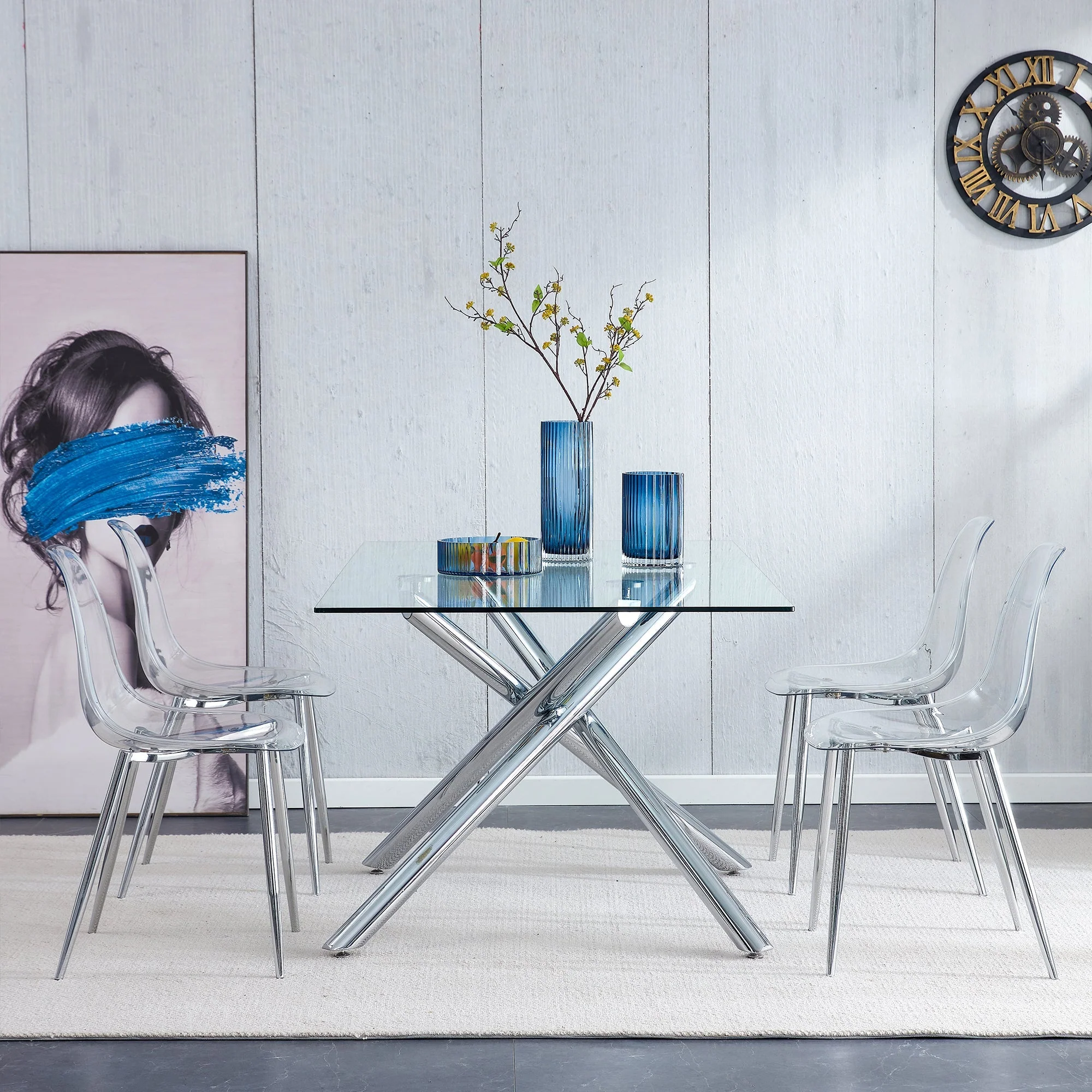 Modern Minimalist Transparent Dining Chair - 6-Piece Set - Image 9