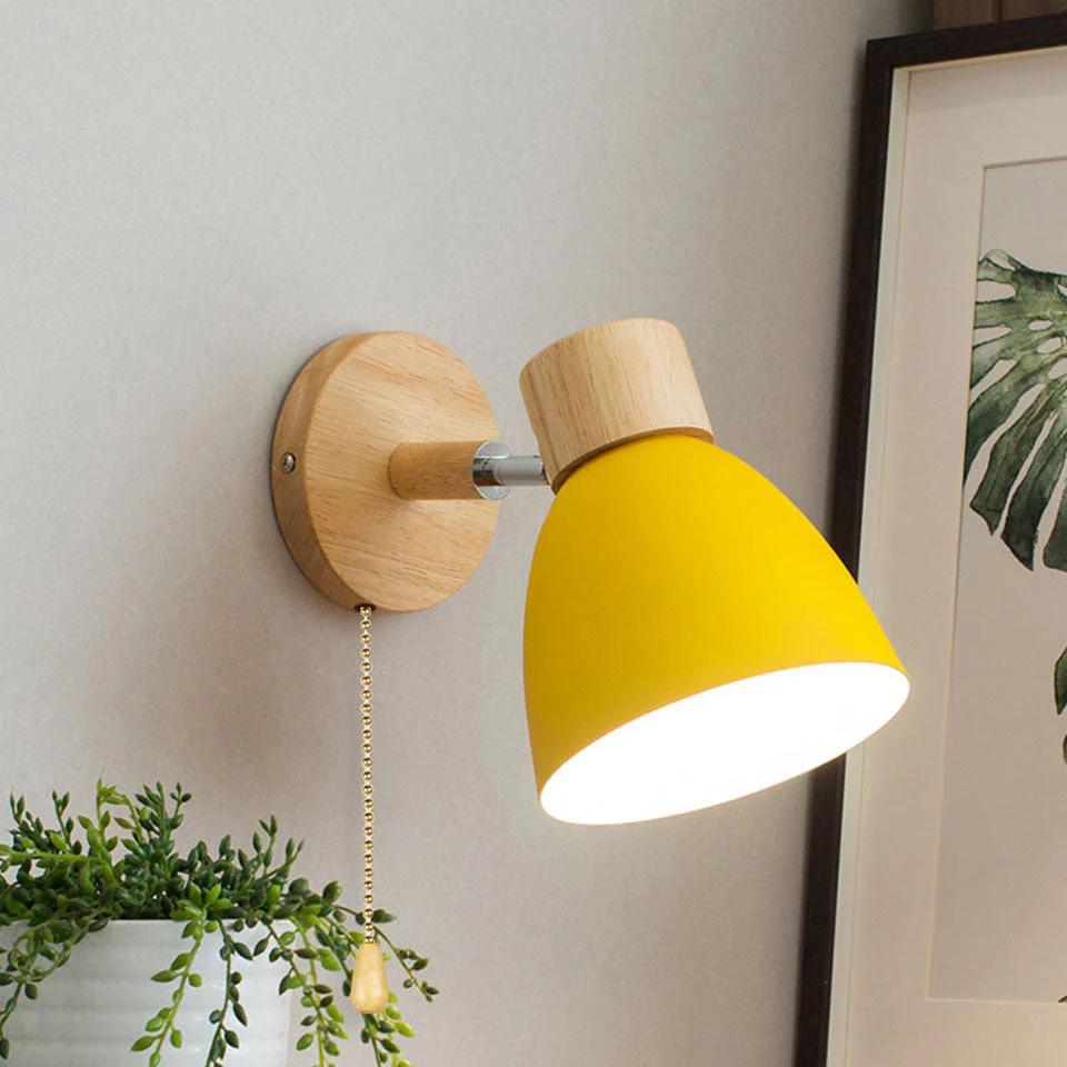 Modern Minimalist Wooden Cone Wall Sconce LED E27 Wall Light - Image 2