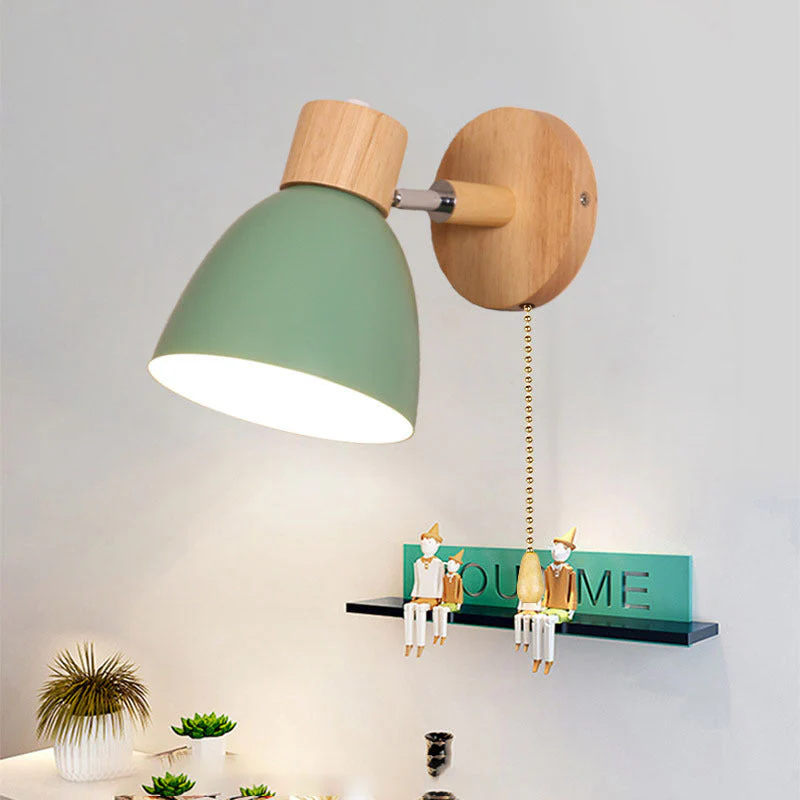 Modern Minimalist Wooden Cone Wall Sconce LED E27 Wall Light - Image 4