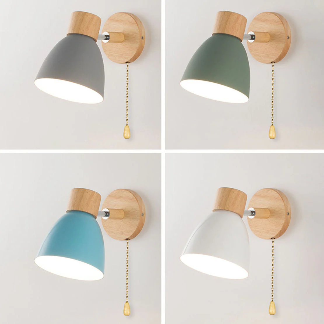 Modern Minimalist Wooden Cone Wall Sconce LED E27 Wall Light - Image 6