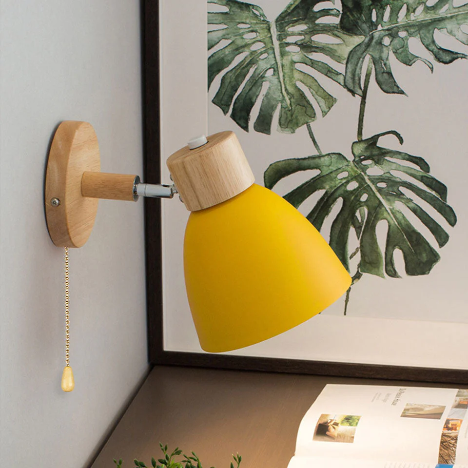 Modern Minimalist Wooden Cone Wall Sconce LED E27 Wall Light - Image 7