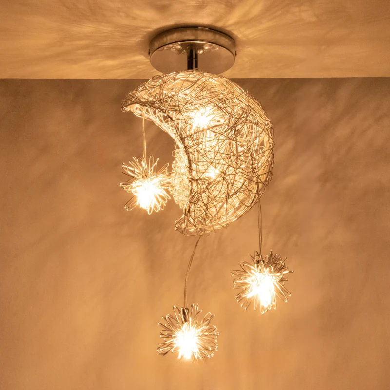 Modern Moon & Star Pendant Light LED Kids Bedroom Hanging Lamp Home Décor - Image 7