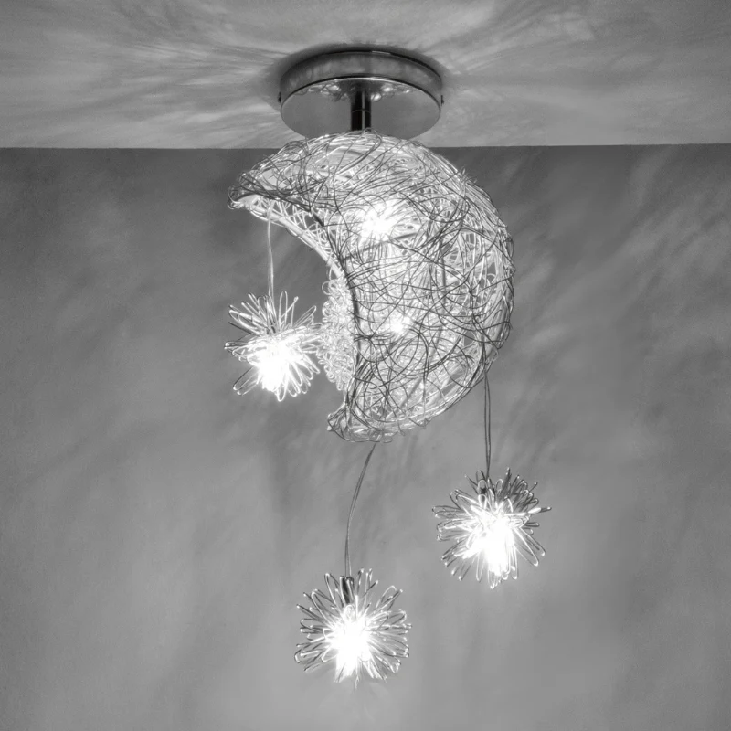 Modern Moon & Star Pendant Light LED Kids Bedroom Hanging Lamp Home Décor - Image 8