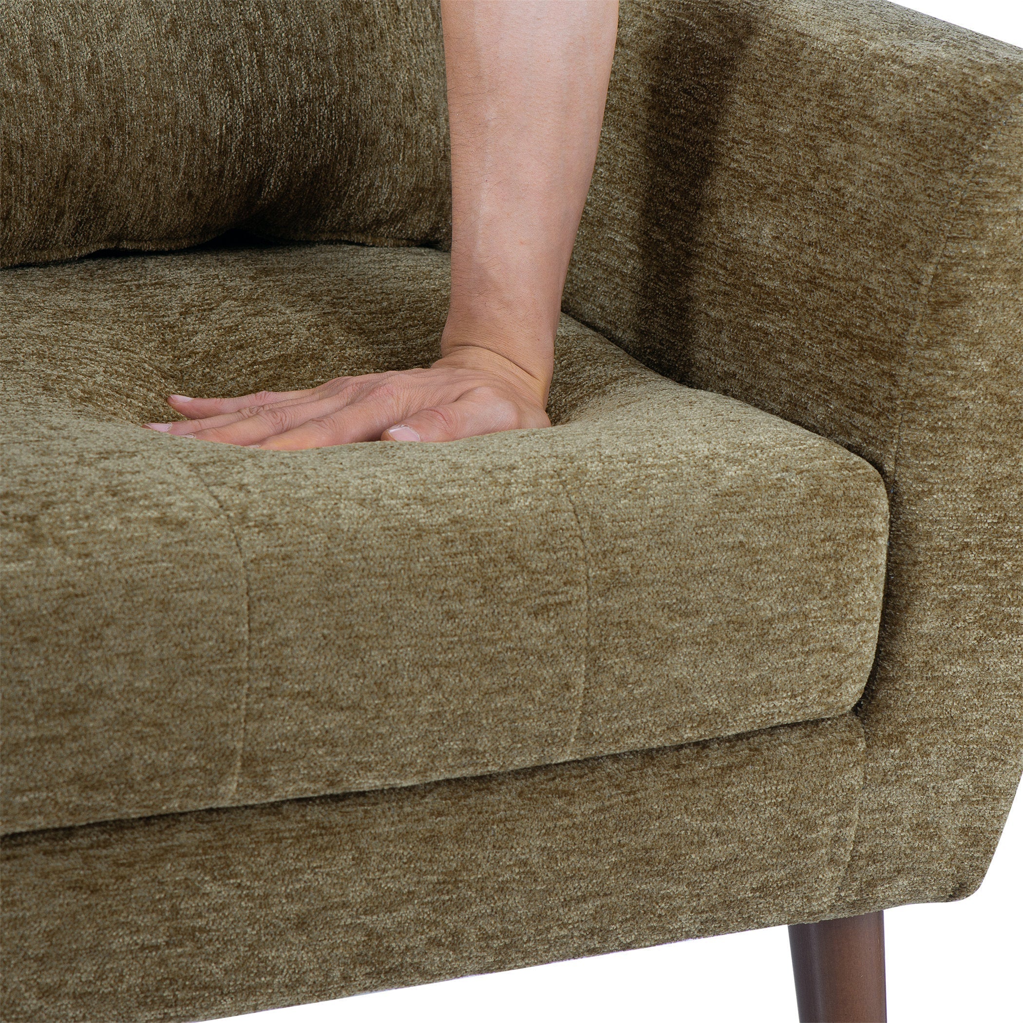 Modern Olive Green Chenille Accent Chair - Image 10