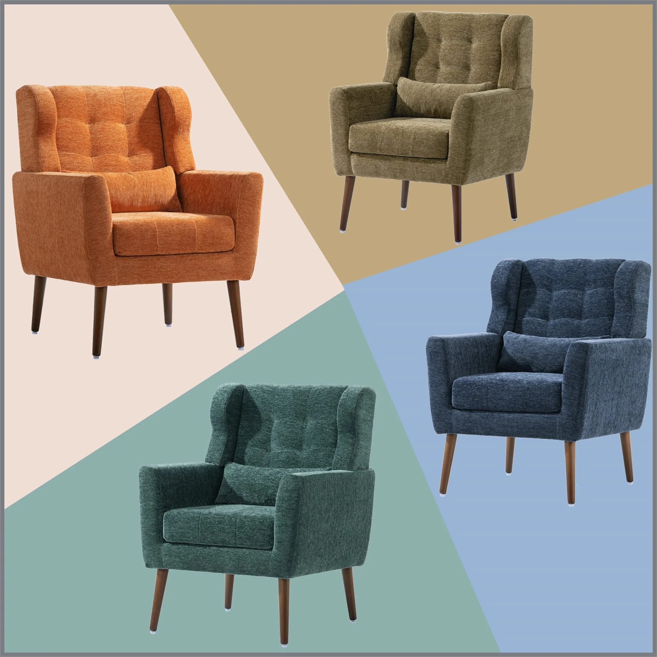Modern Olive Green Chenille Accent Chair - Image 18