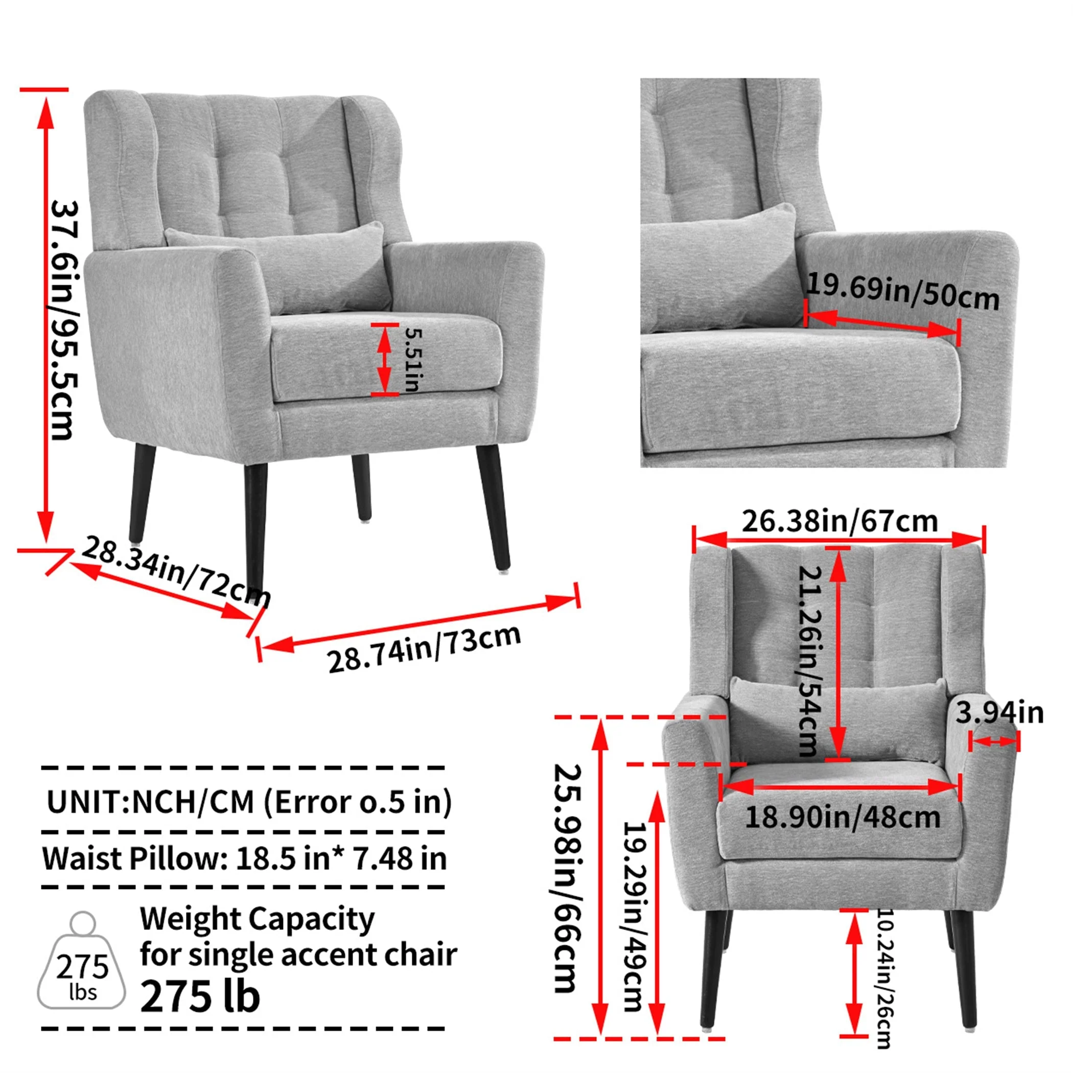 Modern Olive Green Chenille Accent Chair - Image 3