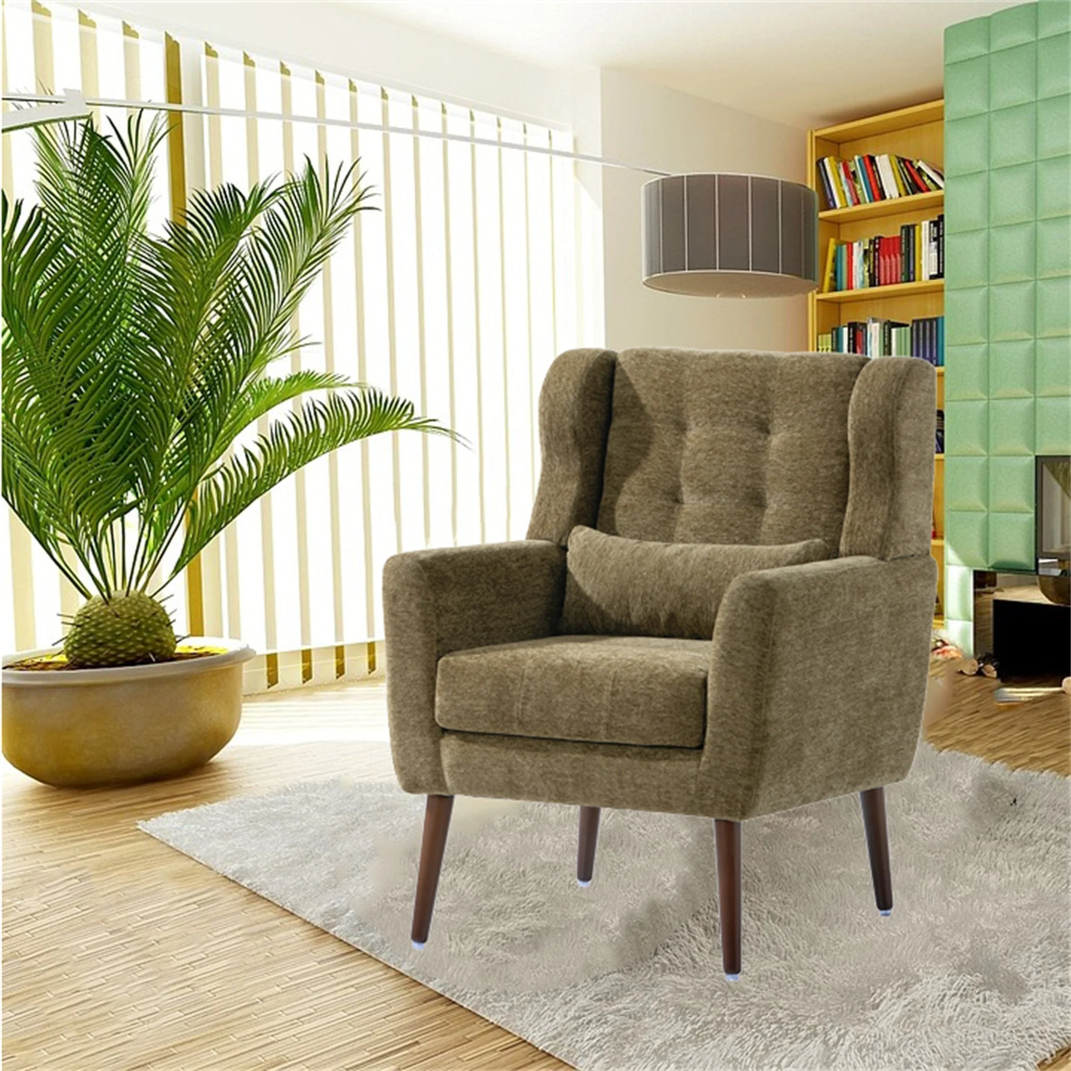 Modern Olive Green Chenille Accent Chair - Image 5
