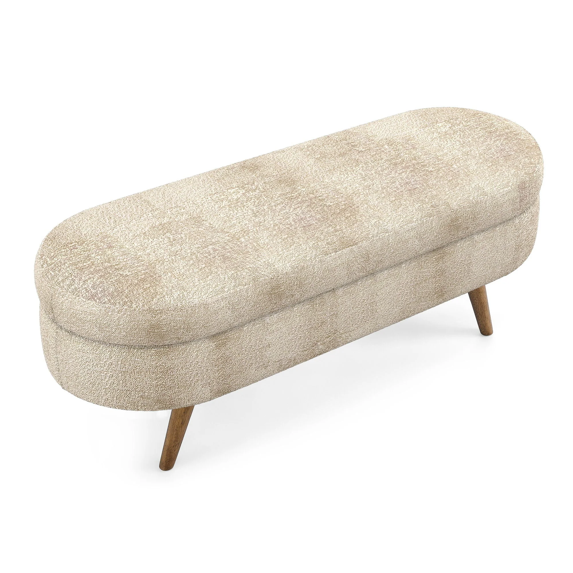 Modern Ottoman Oval Storage Bench With Rubber Wood Legs - Image 2