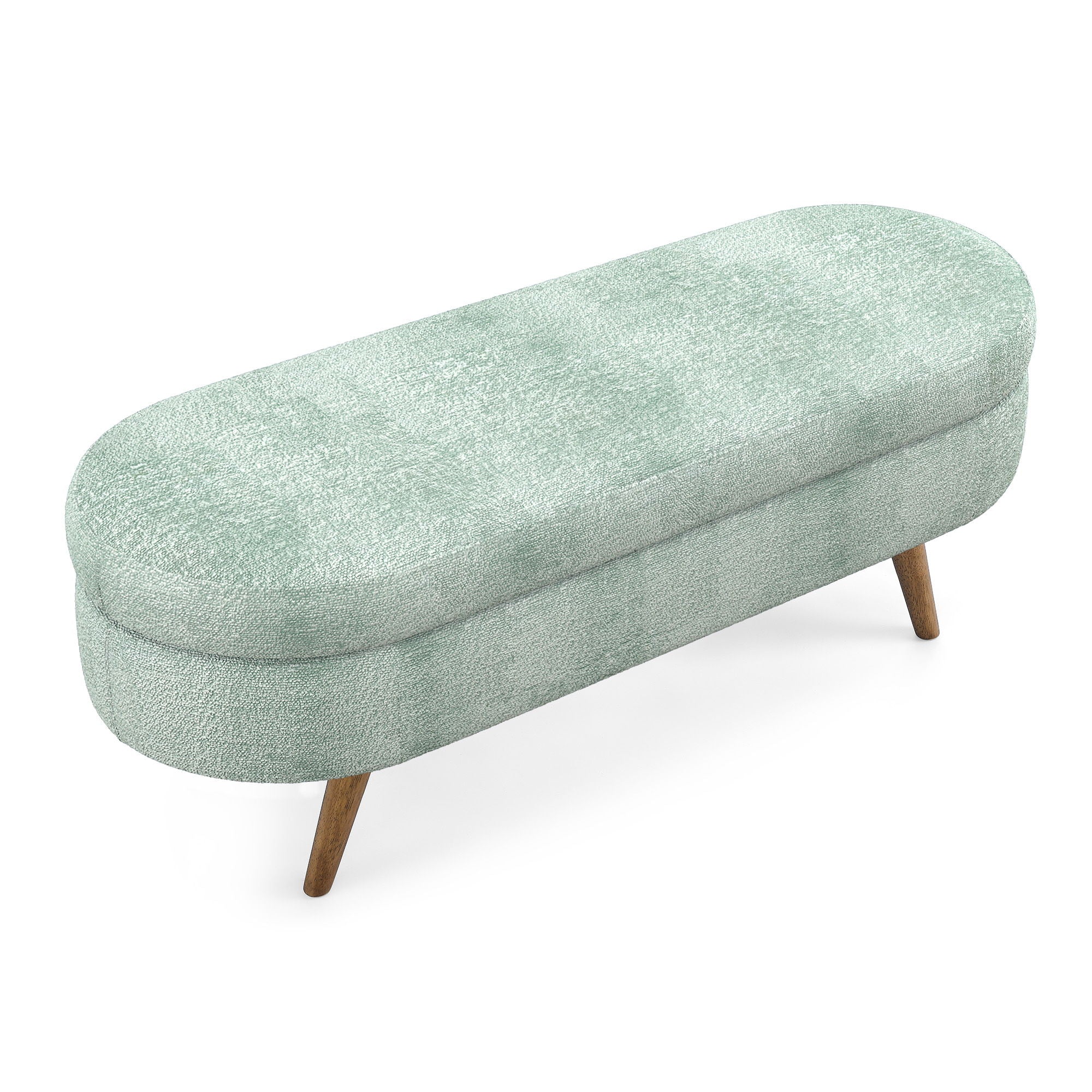 Modern Ottoman Oval Storage Bench With Rubber Wood Legs - Image 3