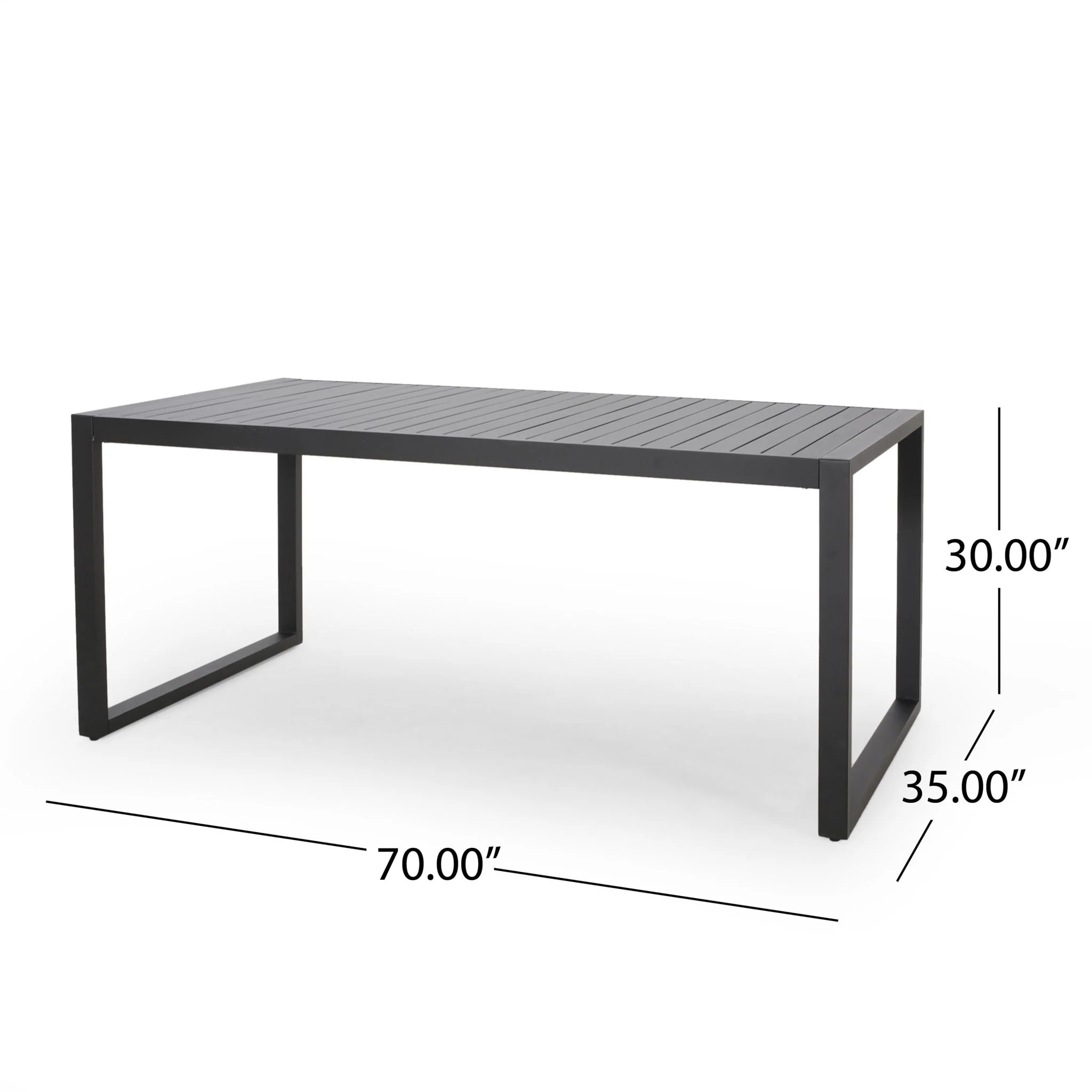 Modern Outdoor Aluminum Rectangular Dining Table With Slatted Top - Image 2