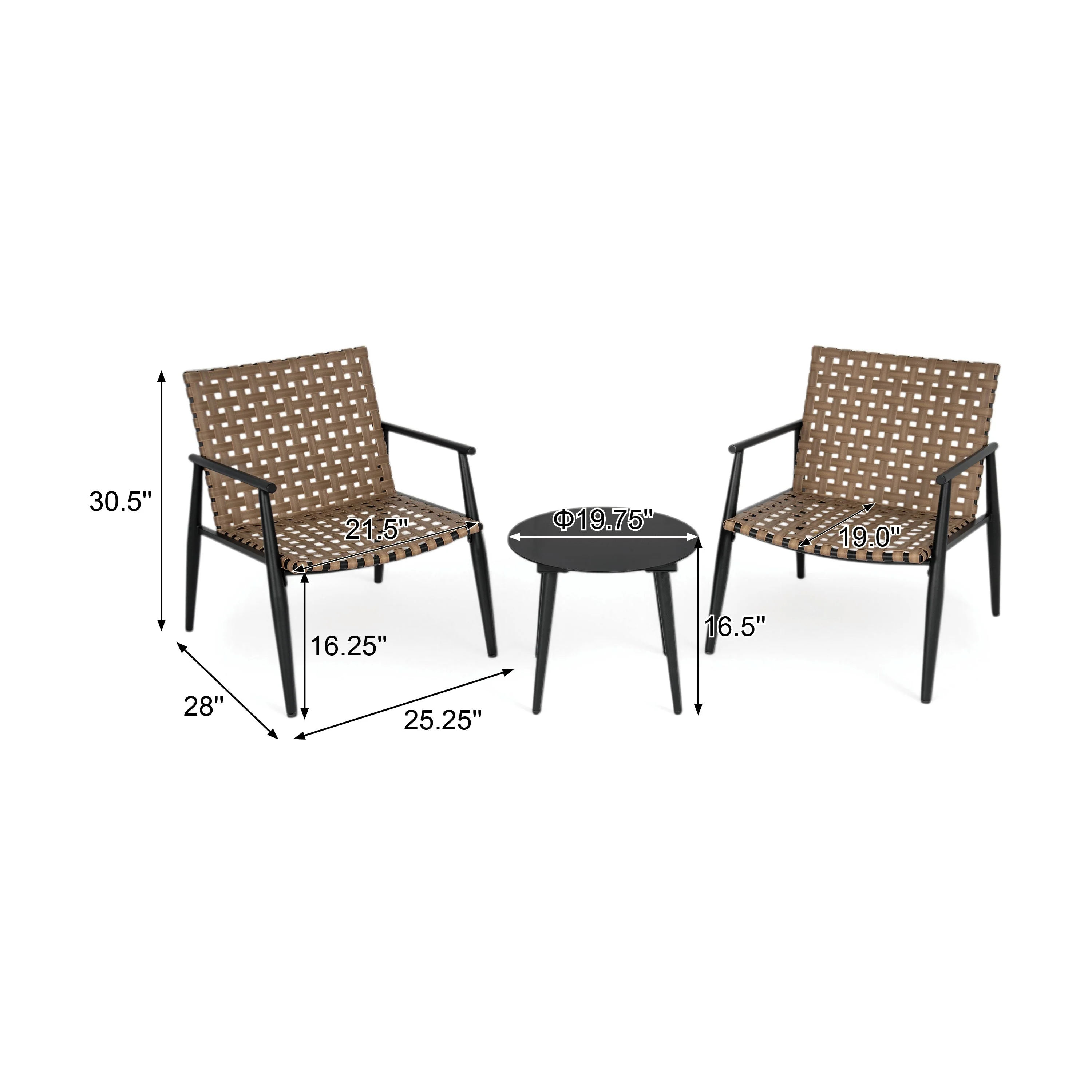 Modern Outdoor Chat Set: 2 Rattan Chairs with Side Table - Image 13