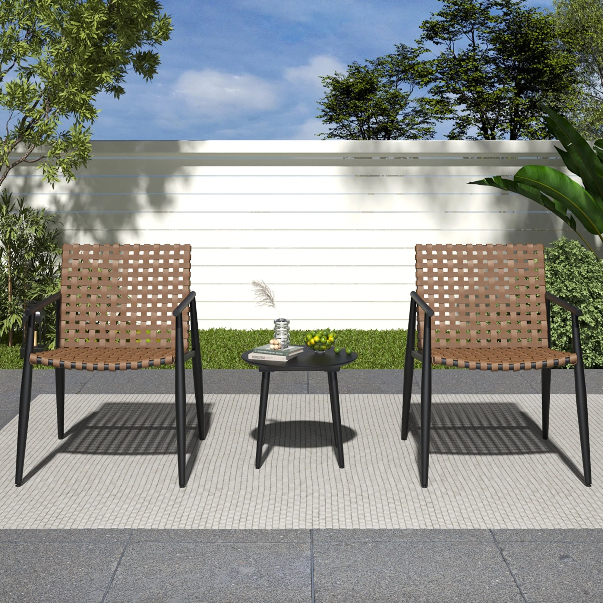 Modern Outdoor Chat Set: 2 Rattan Chairs with Side Table - Image 15