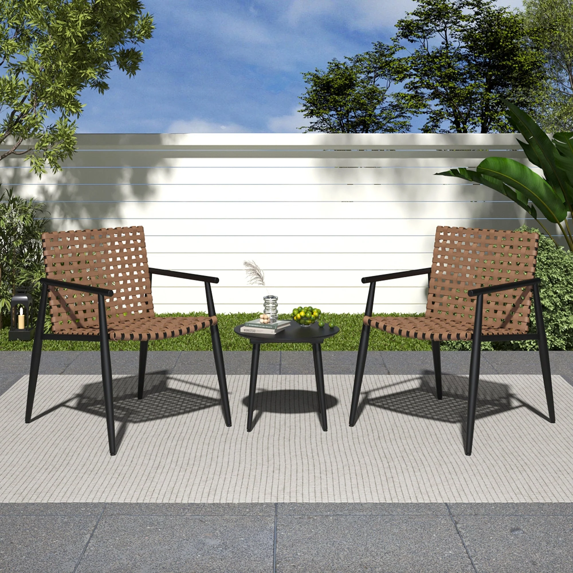 Modern Outdoor Chat Set: 2 Rattan Chairs with Side Table - Image 18