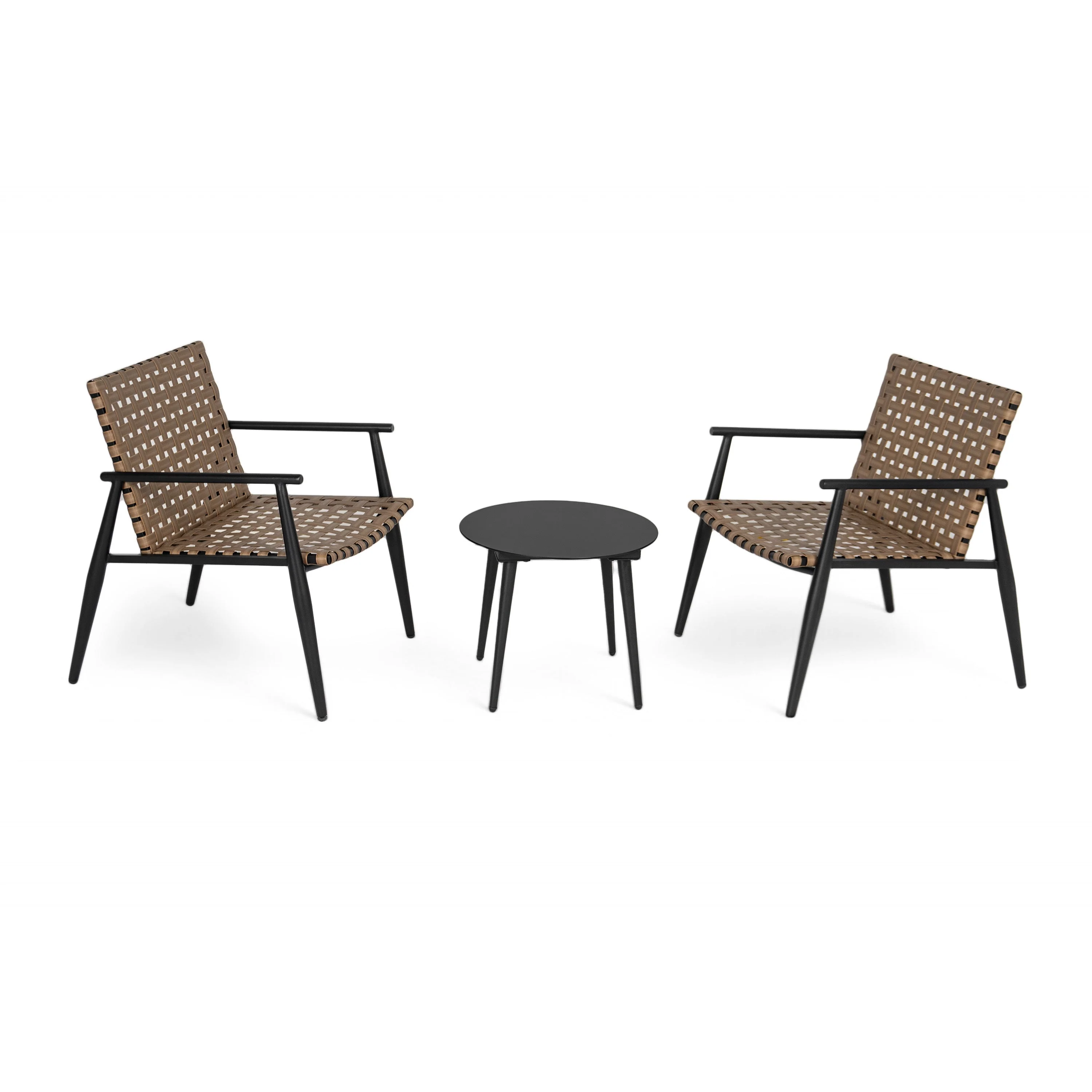 Modern Outdoor Chat Set: 2 Rattan Chairs with Side Table - Image 3