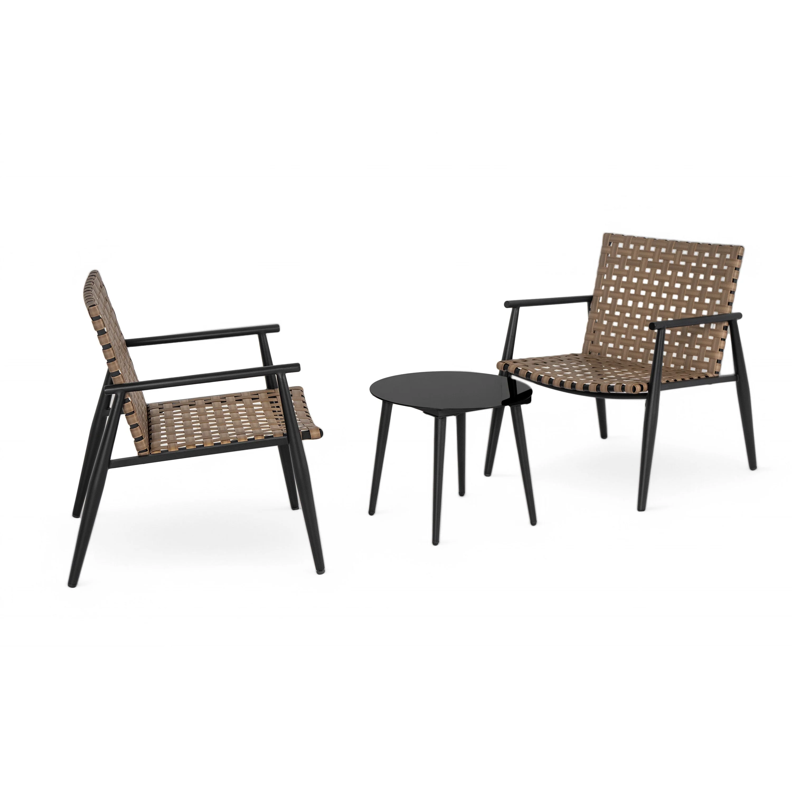 Modern Outdoor Chat Set: 2 Rattan Chairs with Side Table - Image 9