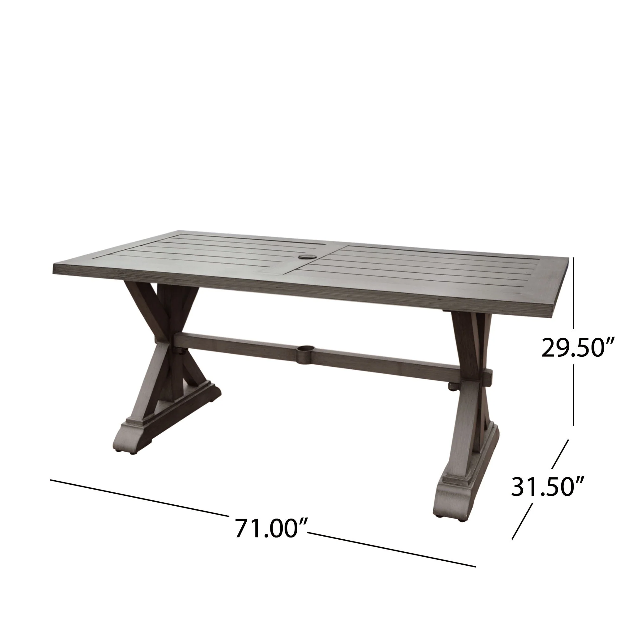 Modern Outdoor Dining Table With X Shaped Legs, Umbrella Hole - Image 6