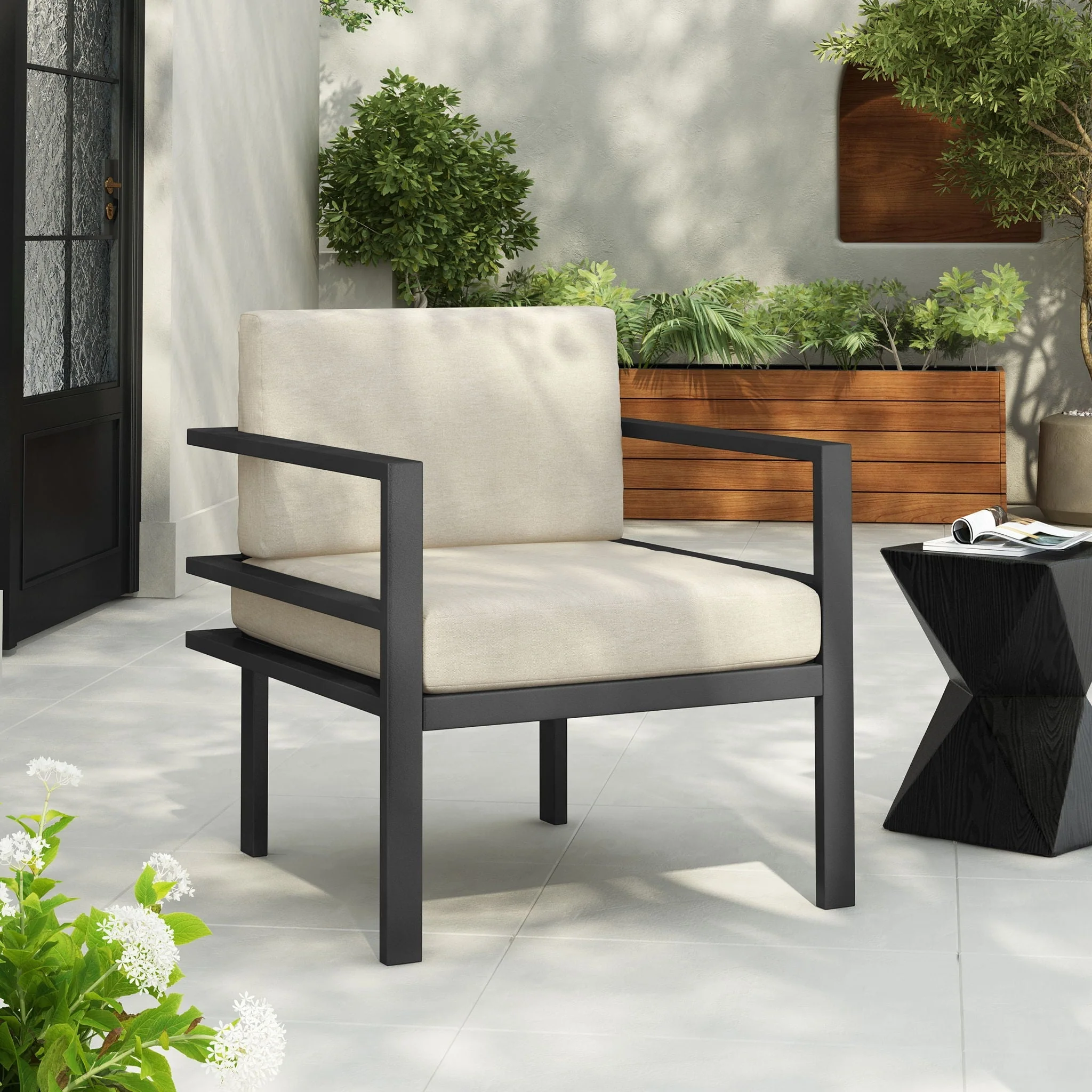 Modern Outdoor Lounge Chair With Aluminum Frame And Weather Resistant Cushions - Image 5