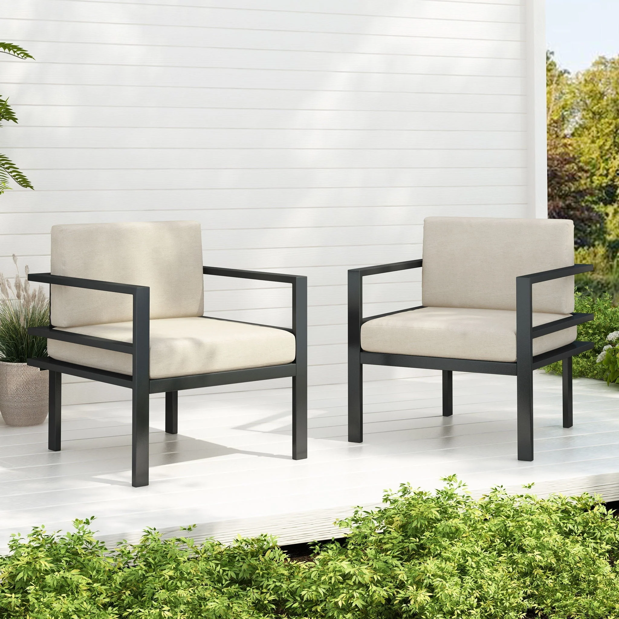 Modern Outdoor Lounge Chair With Aluminum Frame And Weather Resistant Cushions - Image 6