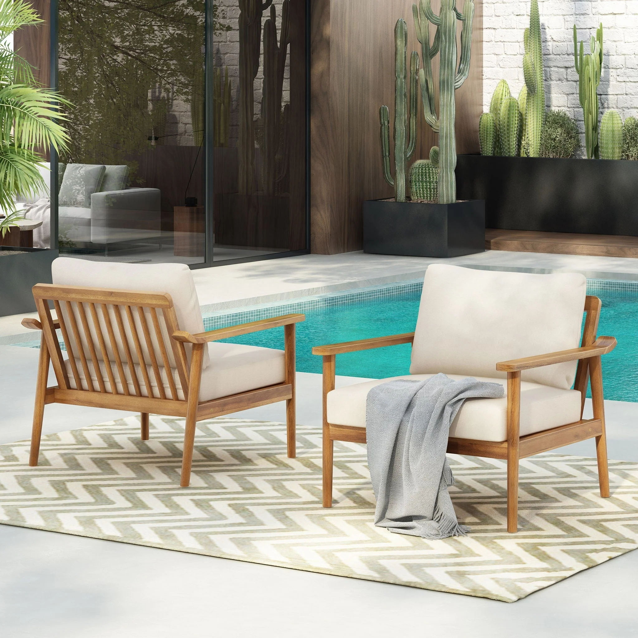 Modern Outdoor Lounge Chair With Cushions - Image 4