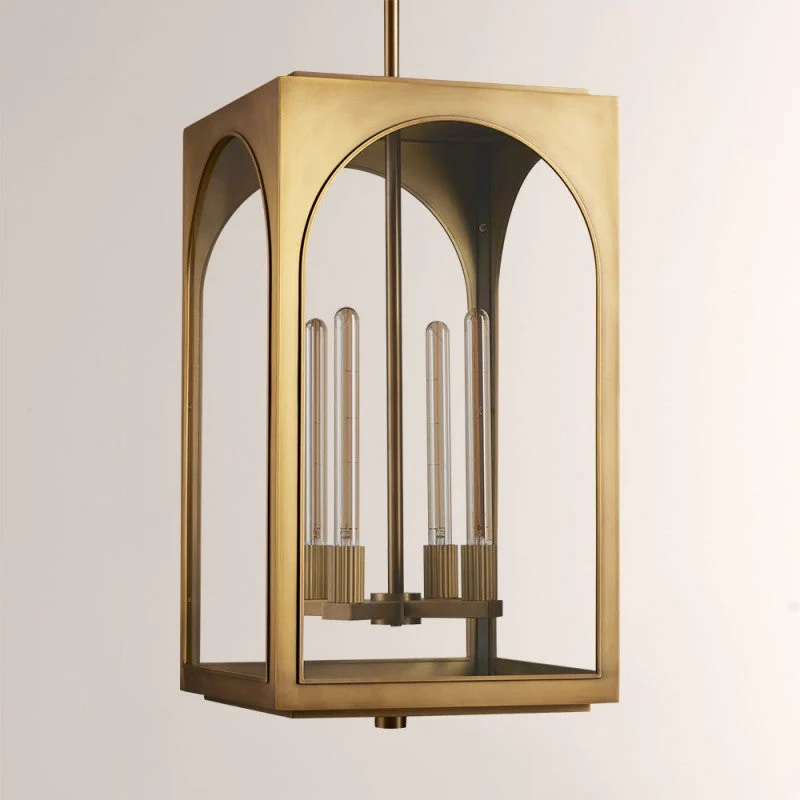 Modern Outdoor Wall Lantern Brass Glass - Image 4