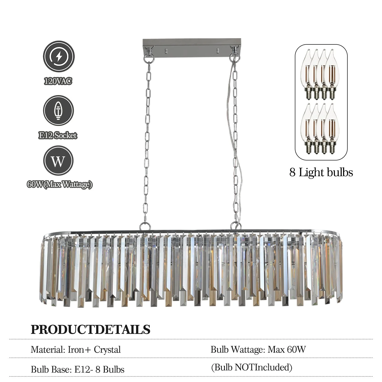 Modern Oval Crystal Ceiling Chandelier - Image 11