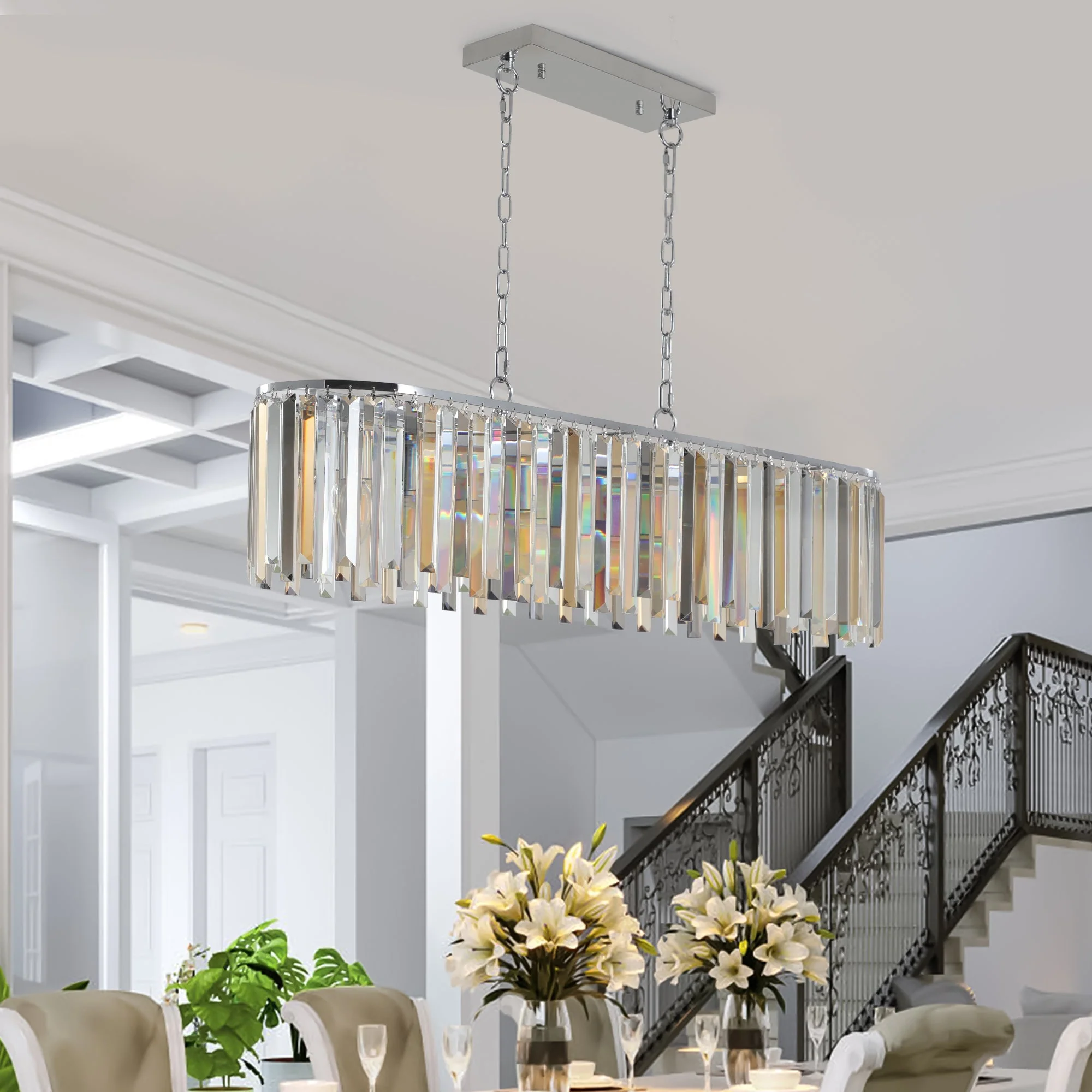 Modern Oval Crystal Ceiling Chandelier - Image 3