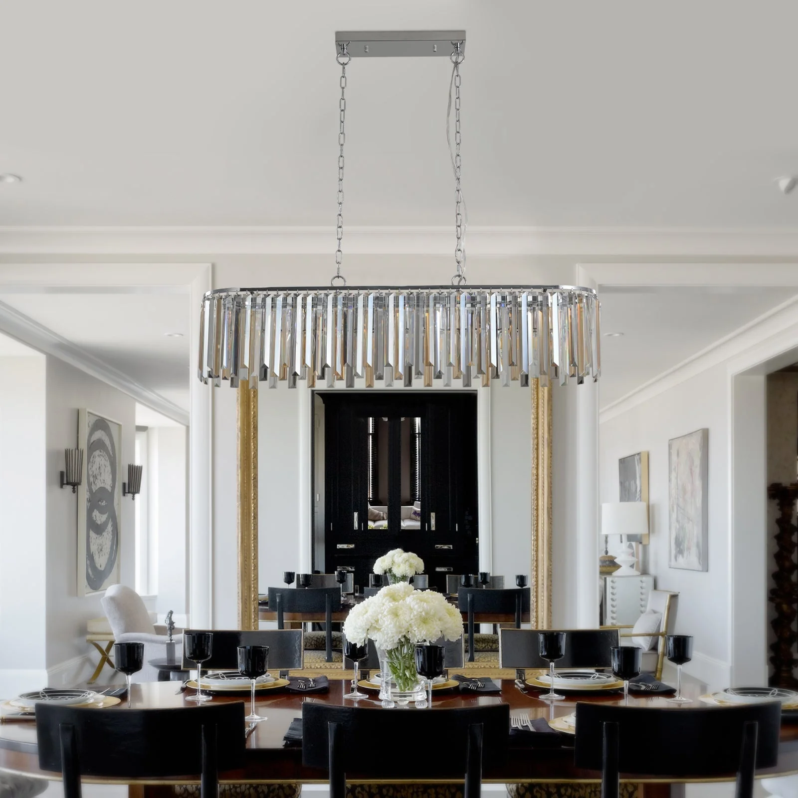 Modern Oval Crystal Ceiling Chandelier - Image 5