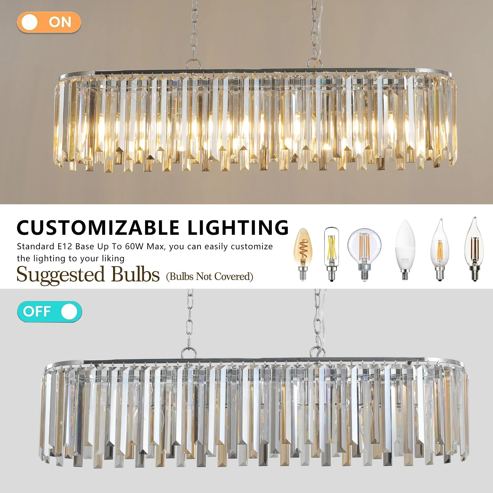 Modern Oval Crystal Ceiling Chandelier - Image 9