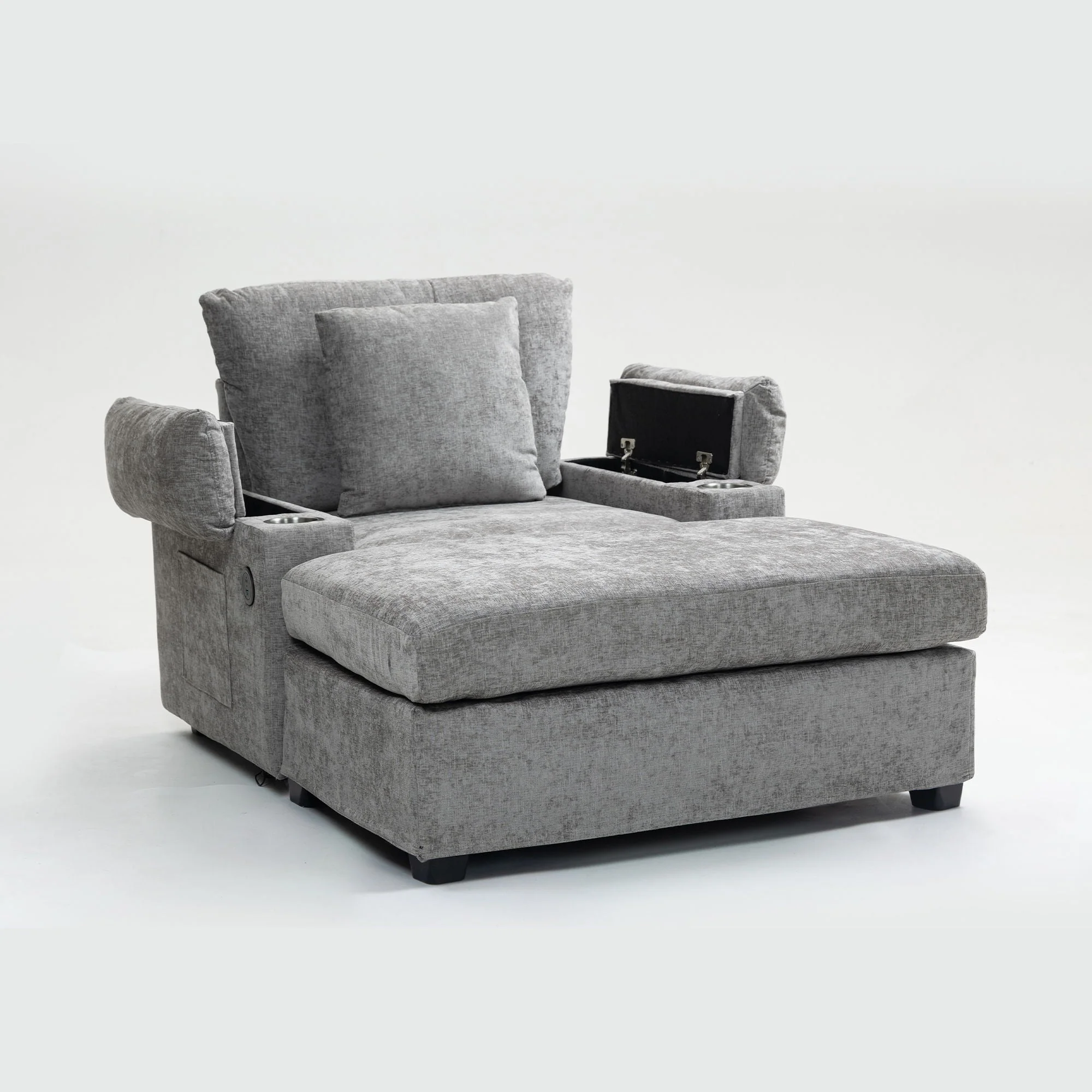 Modern Oversized Chair With Ottoman, Cupholders And USB Charging Ports - Image 2