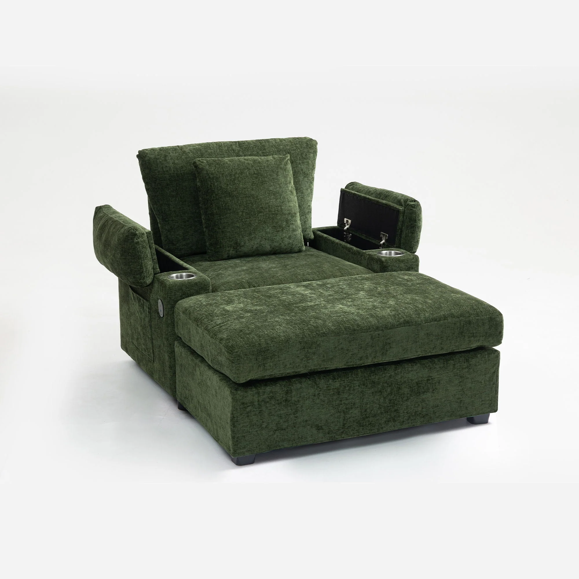 Modern Oversized Chair With Ottoman, Cupholders And USB Charging Ports - Image 3