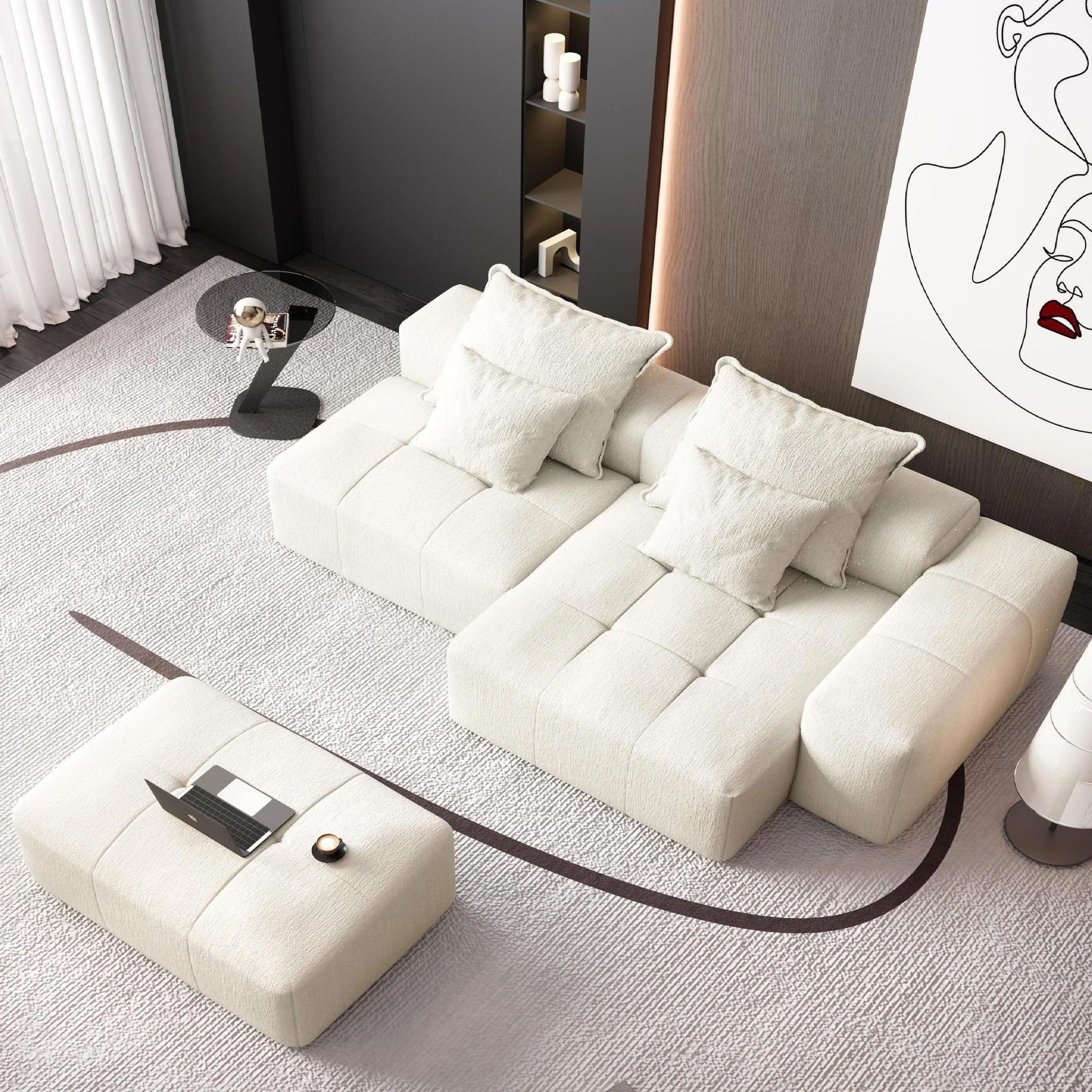 Modern Oversized Diy Combination Modular Sectional Sofa With Pillows - Image 25