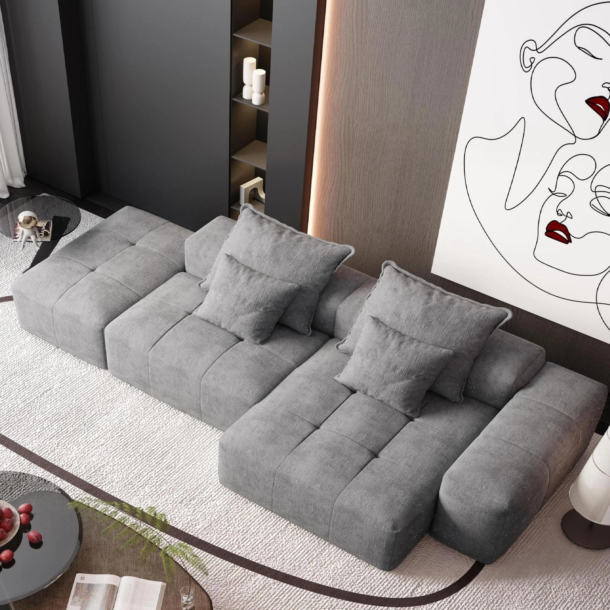 Modern Oversized Diy Combination Modular Sectional Sofa With Pillows - Image 26
