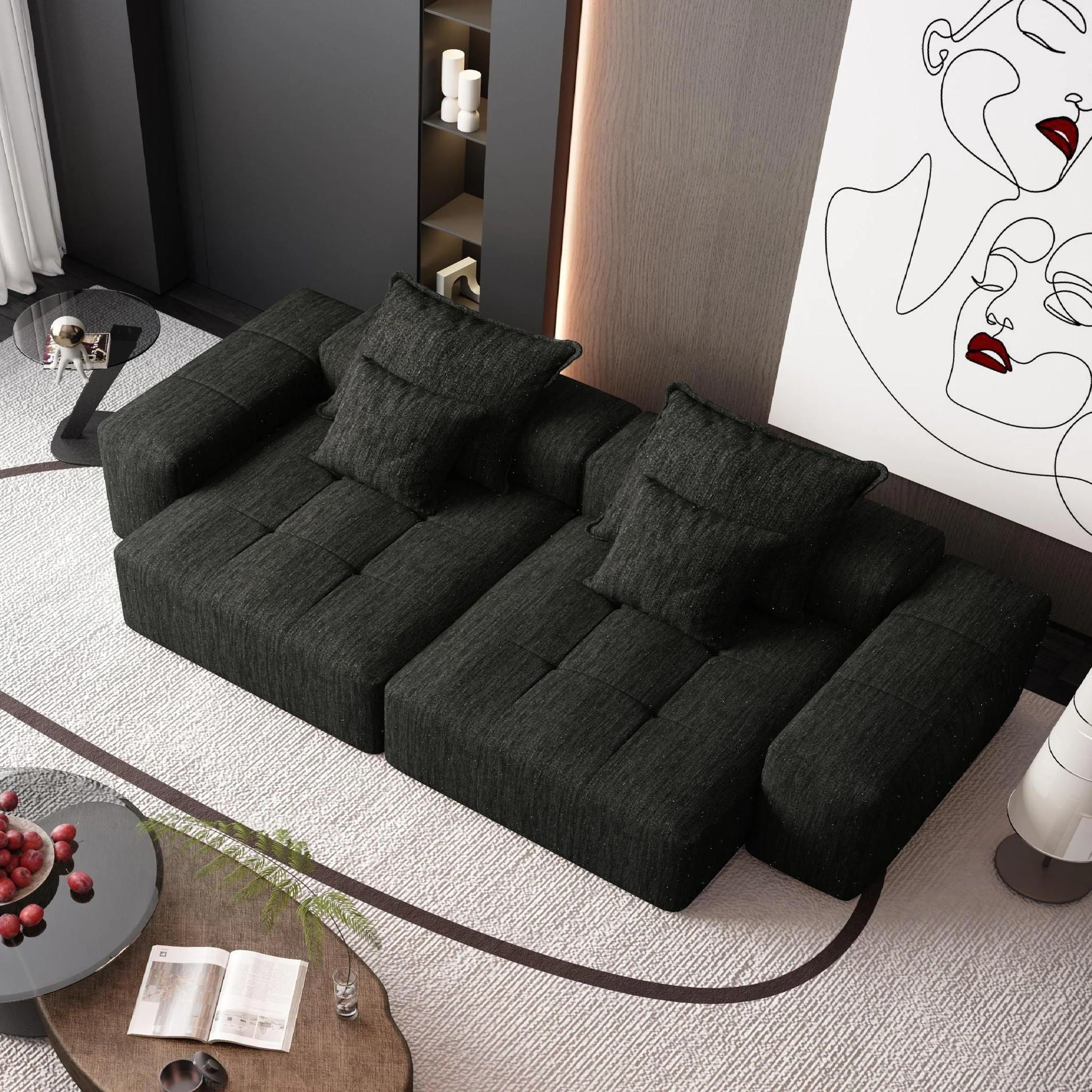 Modern Oversized Diy Combination Modular Sectional Sofa With Pillows - Image 27