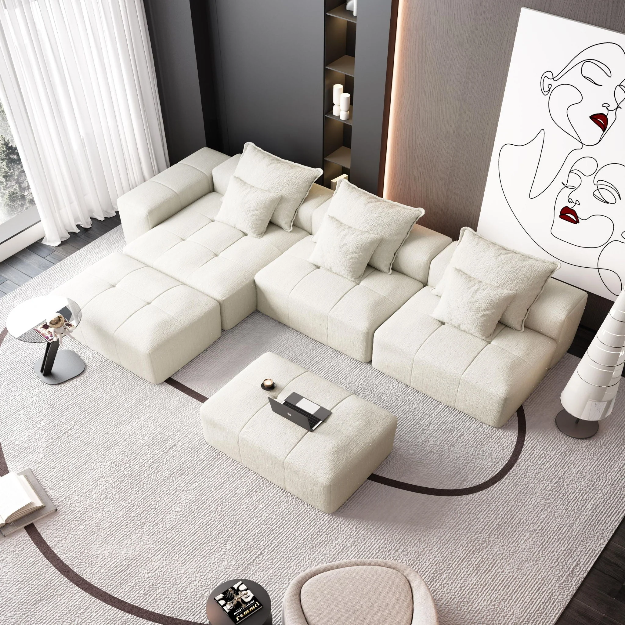 Modern Oversized Diy Combination Modular Sectional Sofa With Pillows - Image 28