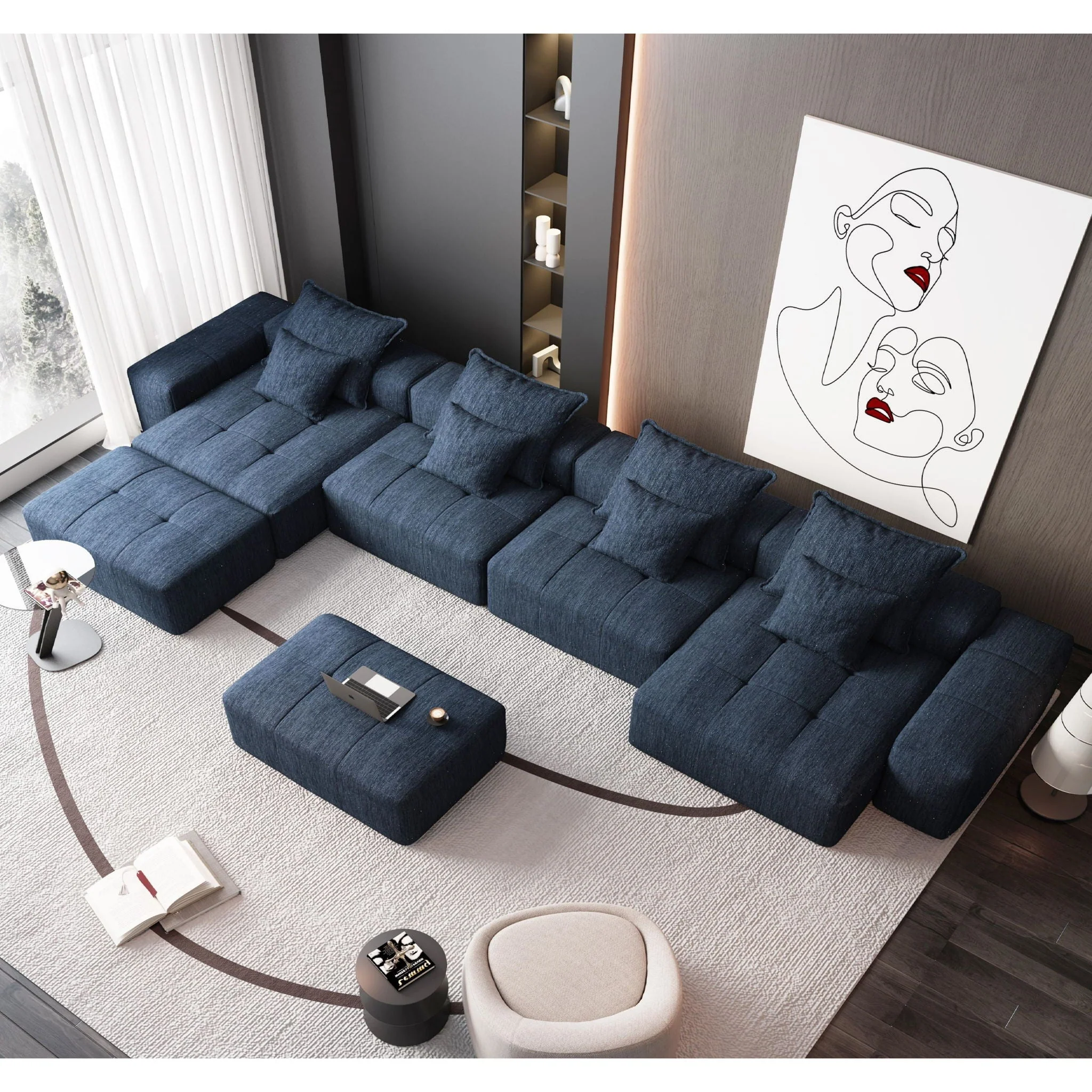 Modern Oversized Diy Combination Modular Sectional Sofa With Pillows - Image 29