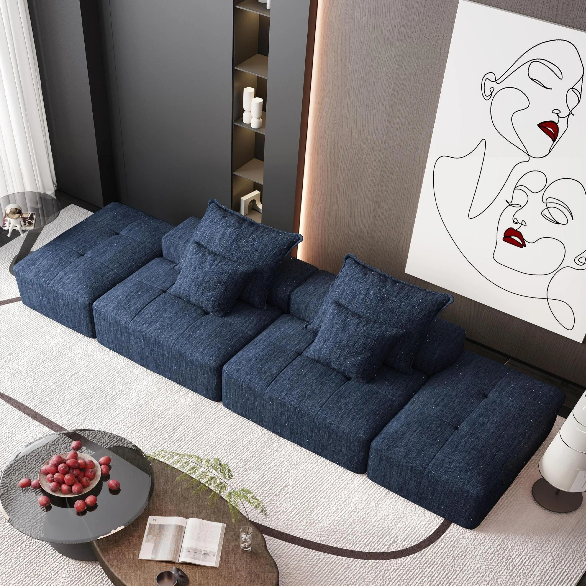 Modern Oversized Diy Combination Modular Sectional Sofa With Pillows - Image 32