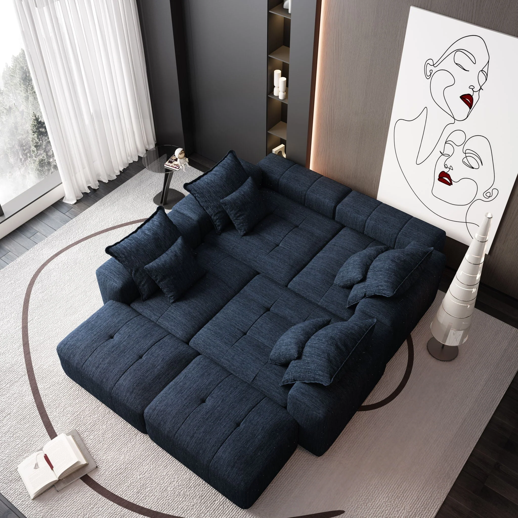 Modern Oversized Diy Combination Modular Sectional Sofa With Pillows - Image 33