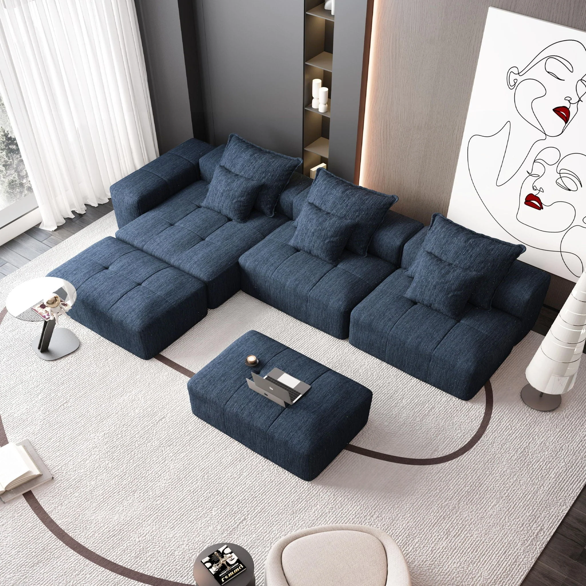 Modern Oversized Diy Combination Modular Sectional Sofa With Pillows - Image 35