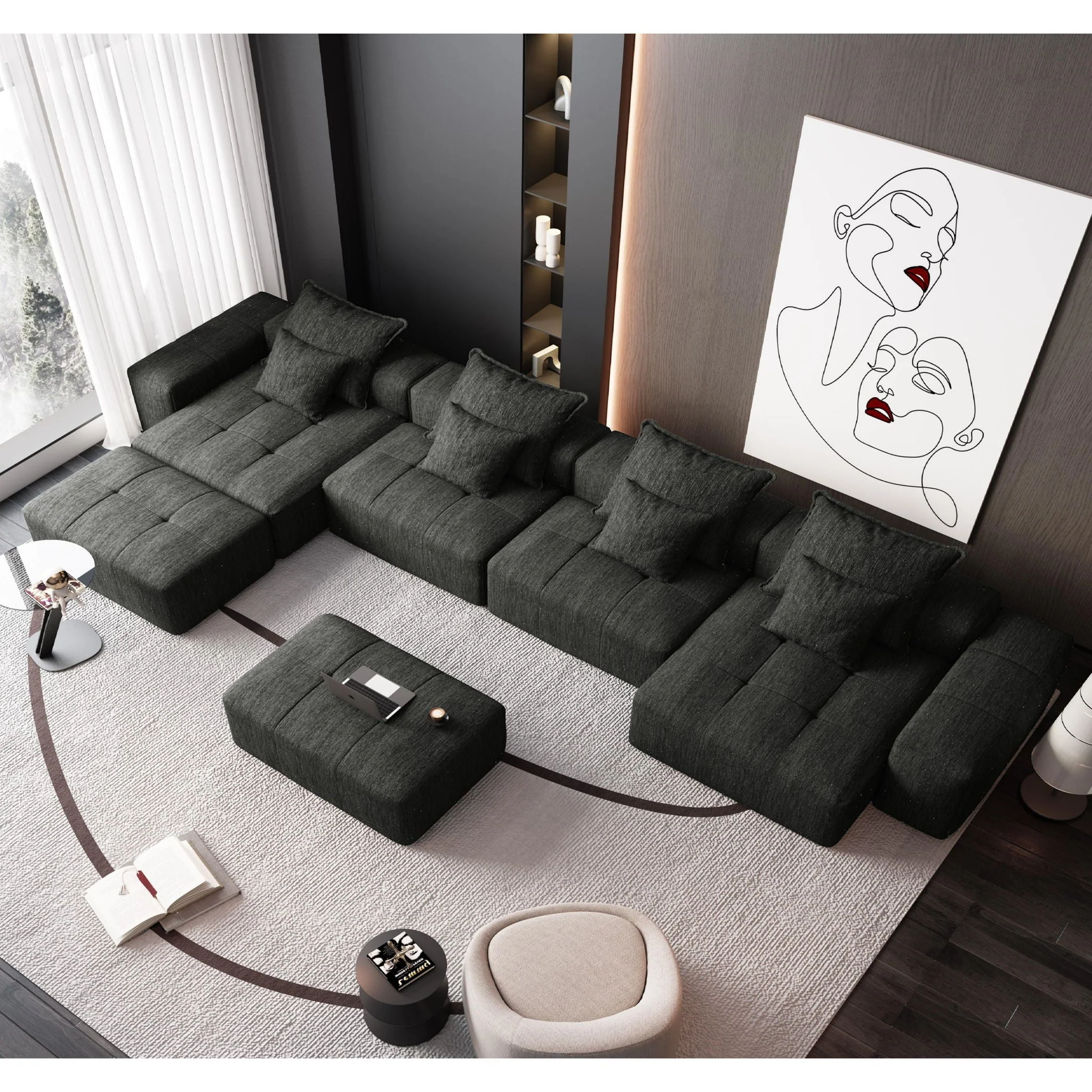 Modern Oversized Diy Combination Modular Sectional Sofa With Pillows - Image 38