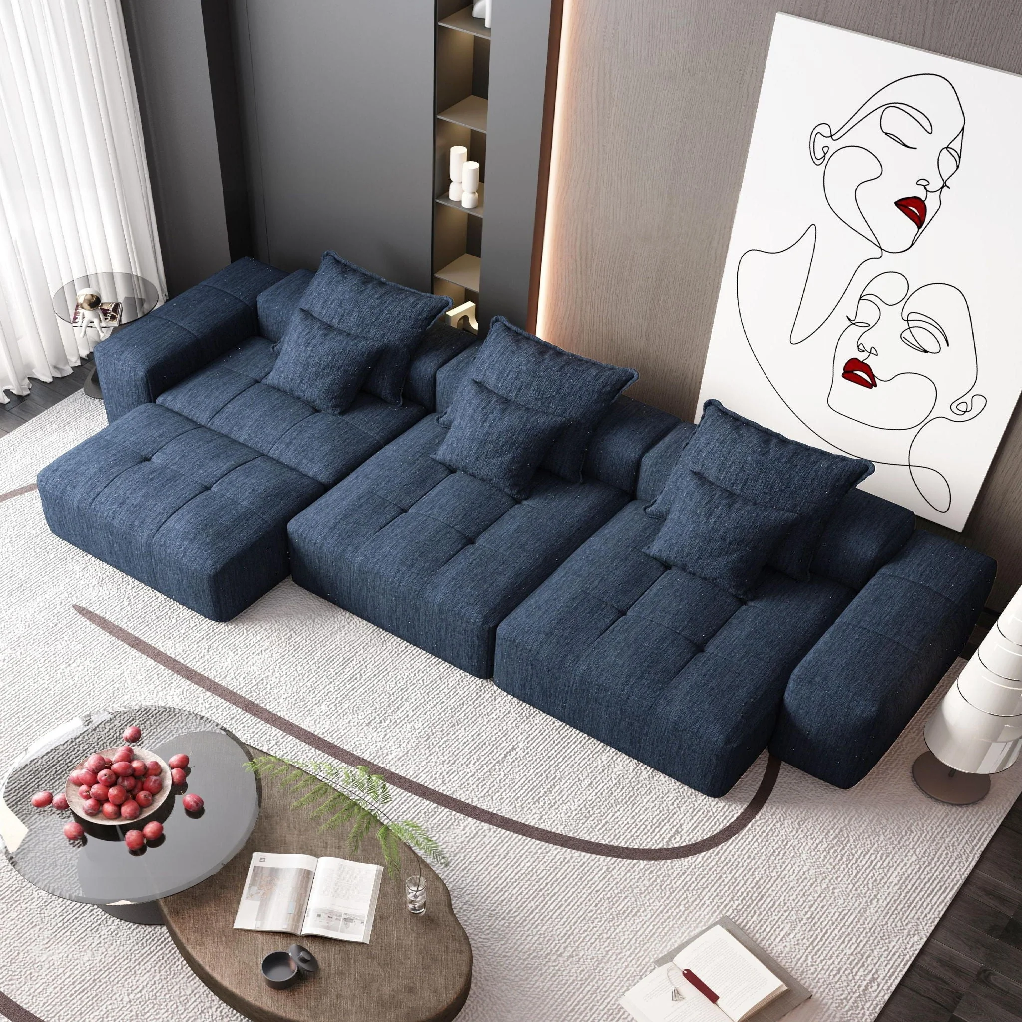 Modern Oversized Diy Combination Modular Sectional Sofa With Pillows - Image 40