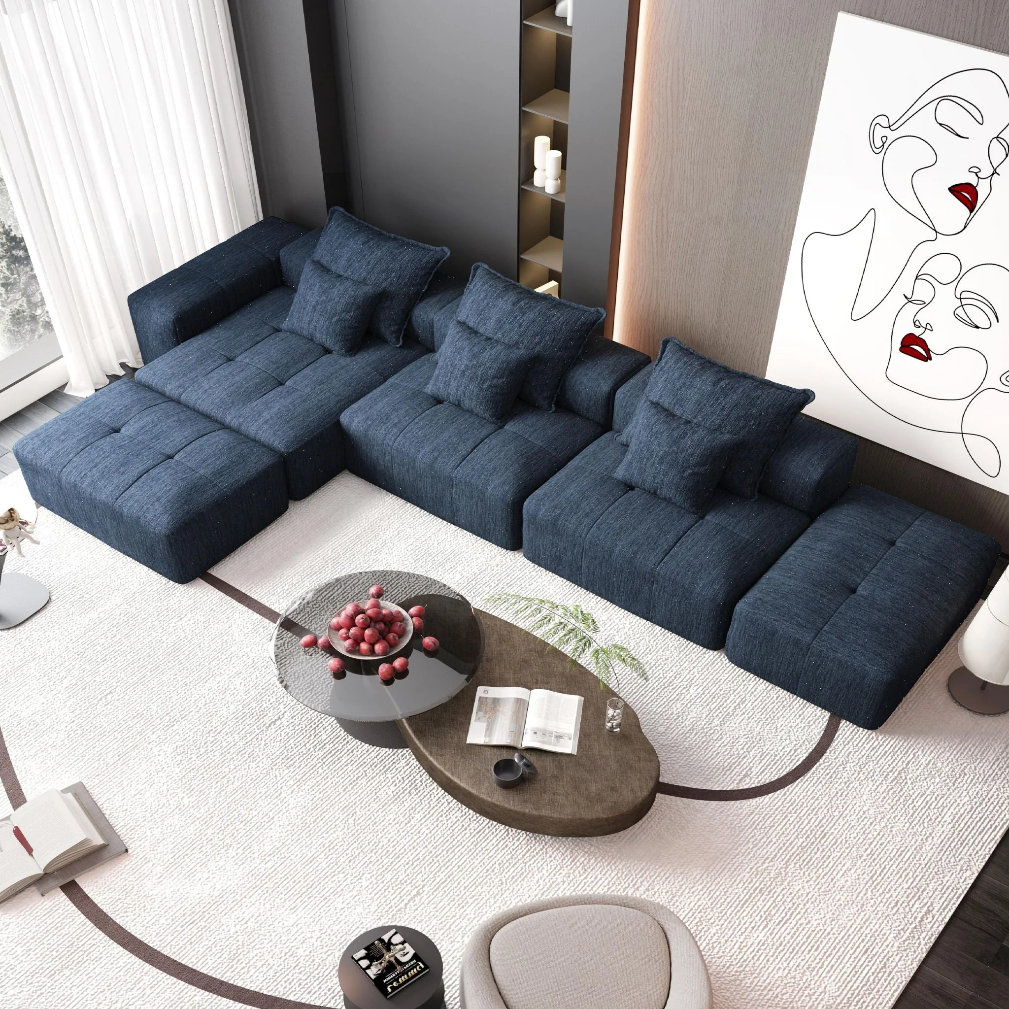 Modern Oversized Diy Combination Modular Sectional Sofa With Pillows - Image 41