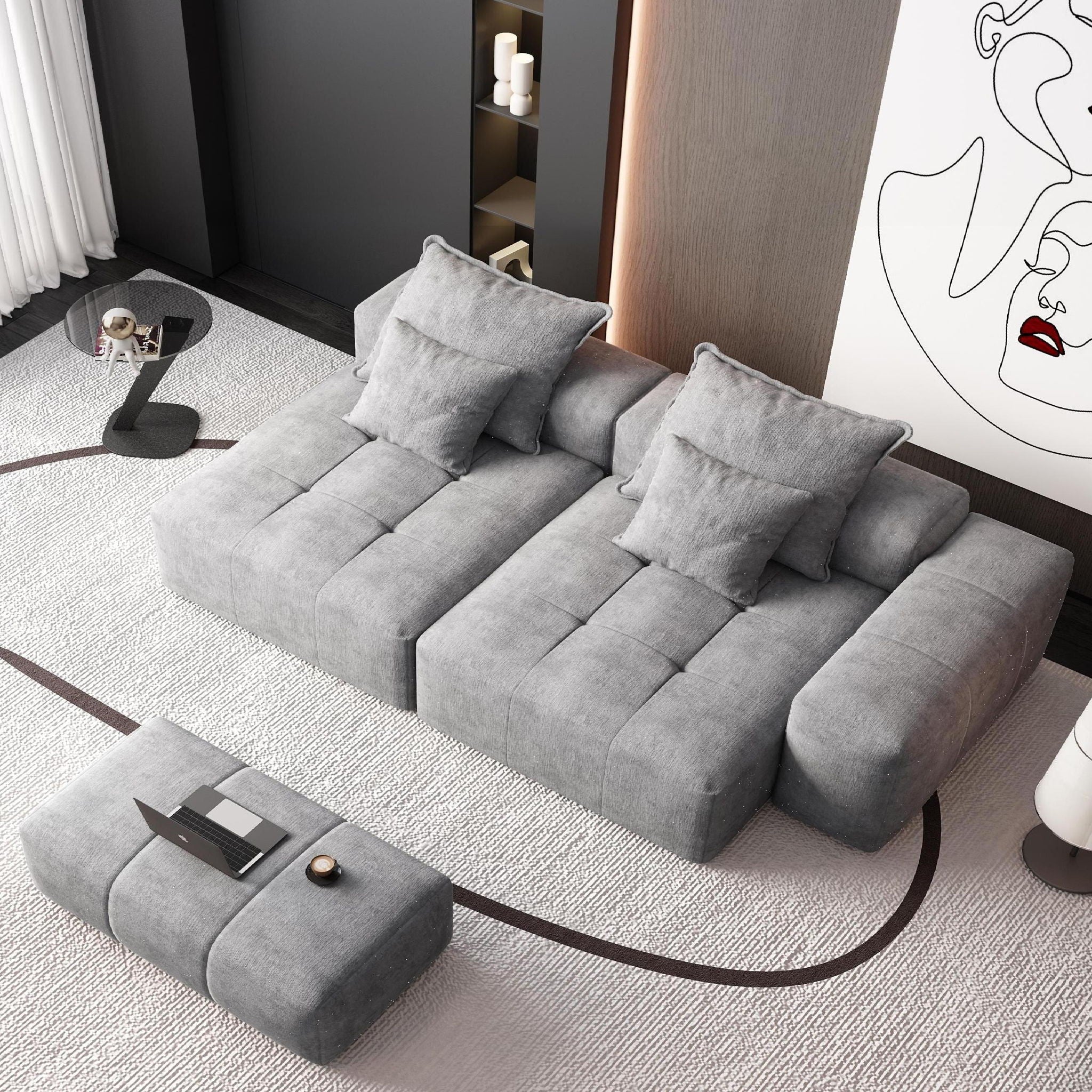 Modern Oversized Diy Combination Modular Sectional Sofa With Pillows - Image 44