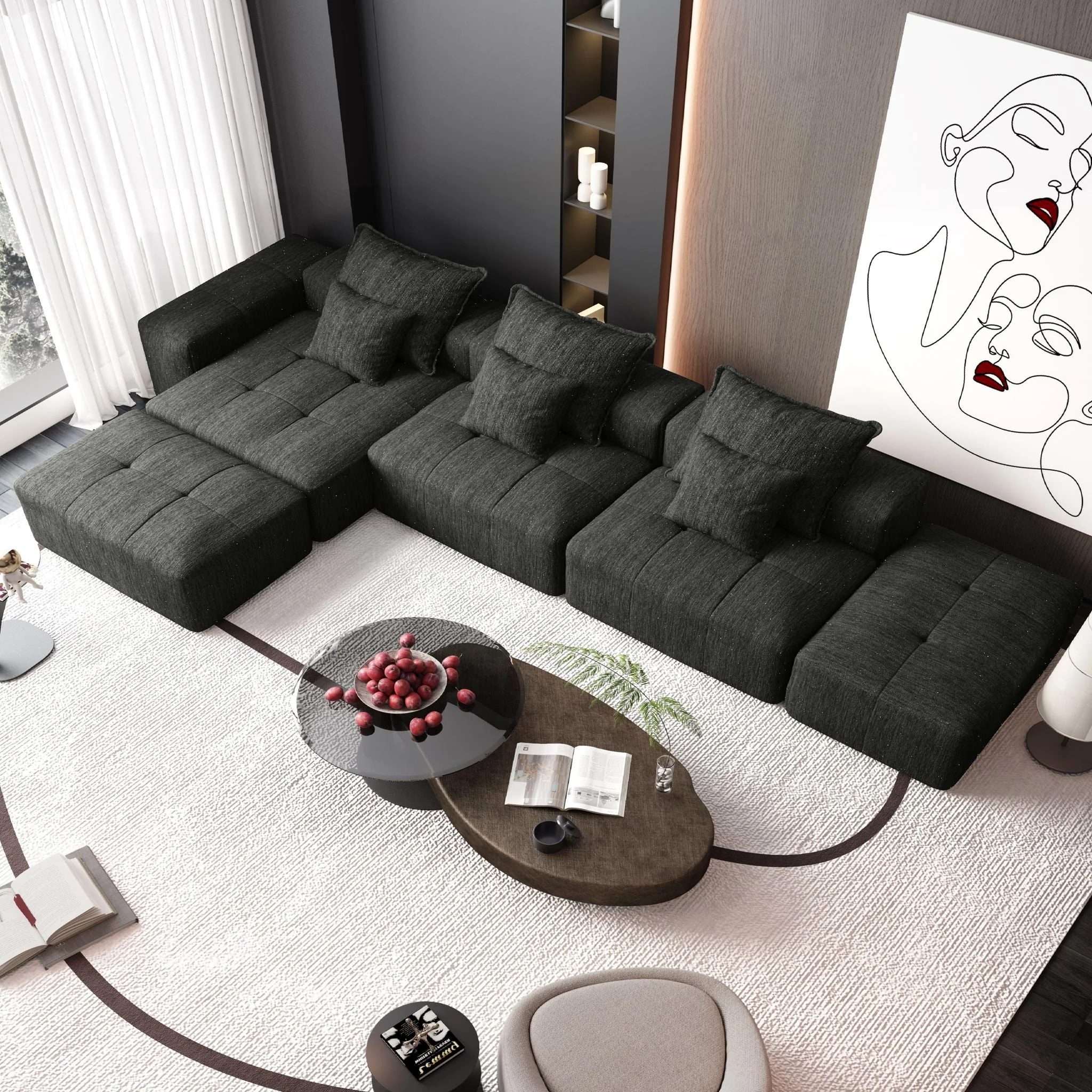 Modern Oversized Diy Combination Modular Sectional Sofa With Pillows - Image 46