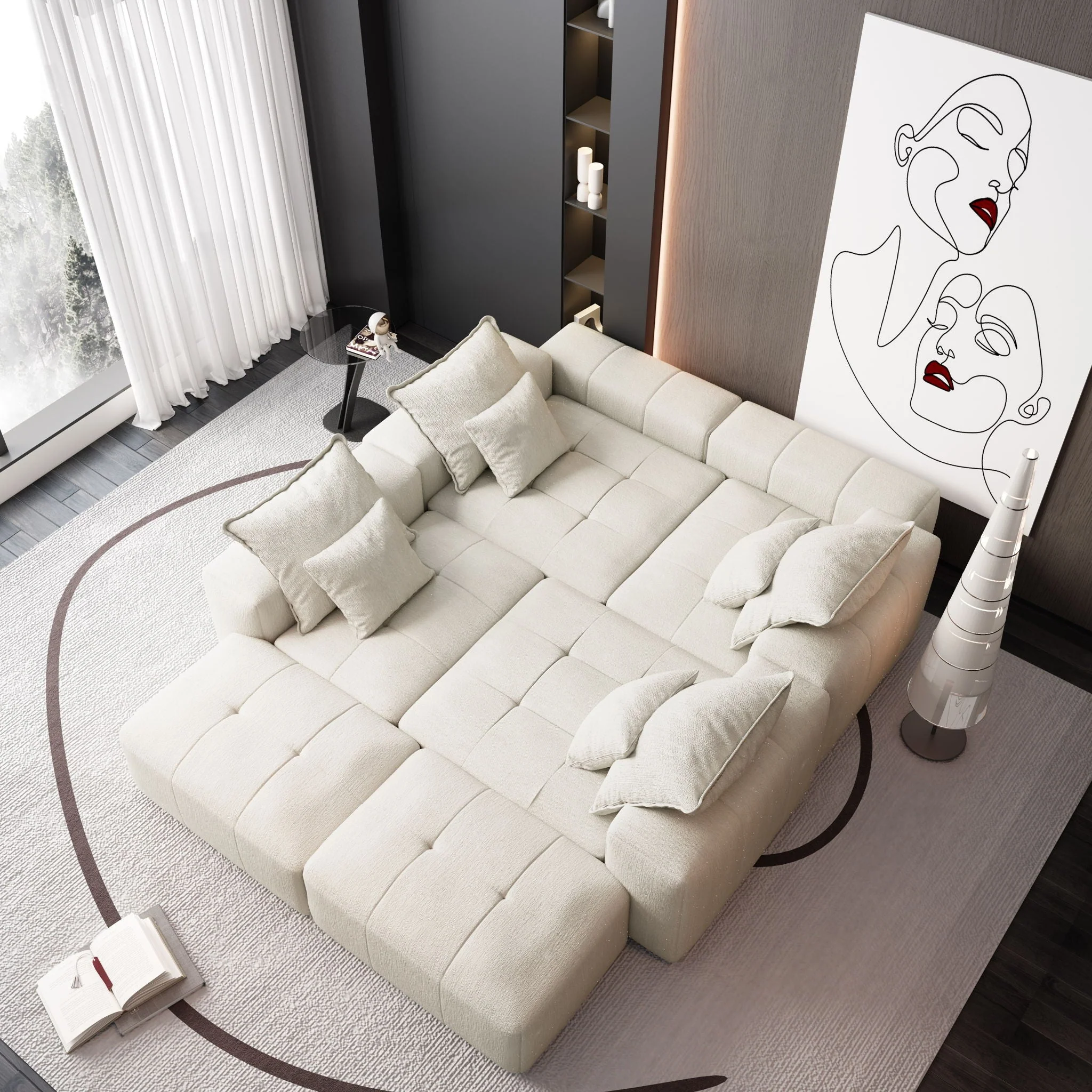 Modern Oversized Diy Combination Modular Sectional Sofa With Pillows - Image 47