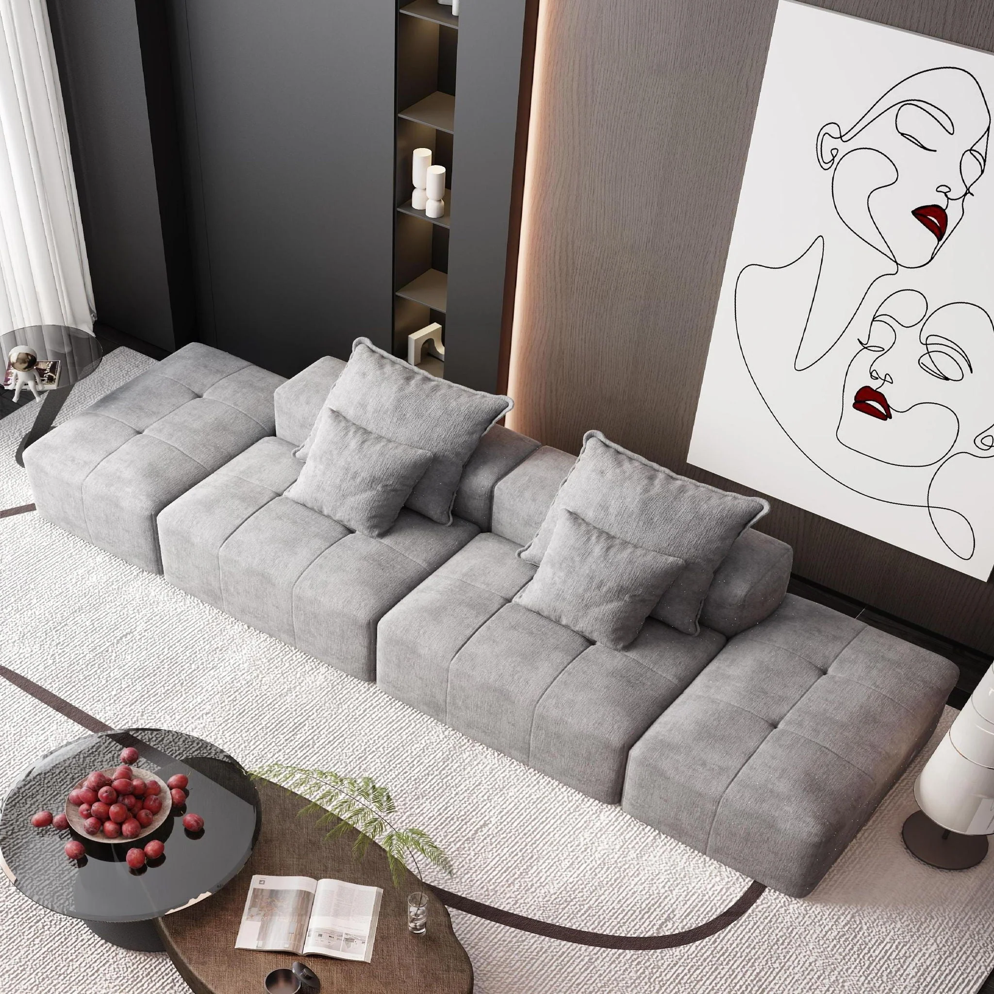 Modern Oversized Diy Combination Modular Sectional Sofa With Pillows - Image 48